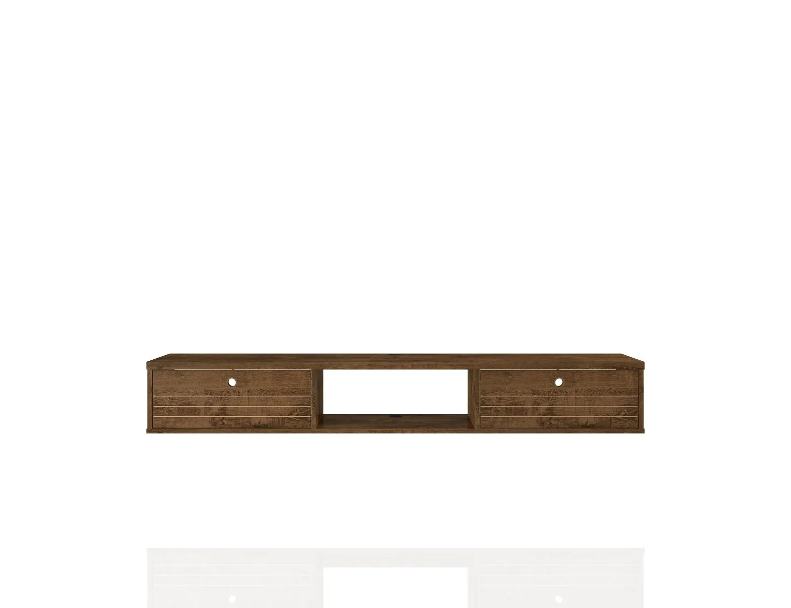 Liberty 62.99 Mid-Century Modern Floating Office Desk with 3 Shelves in Rustic Brown