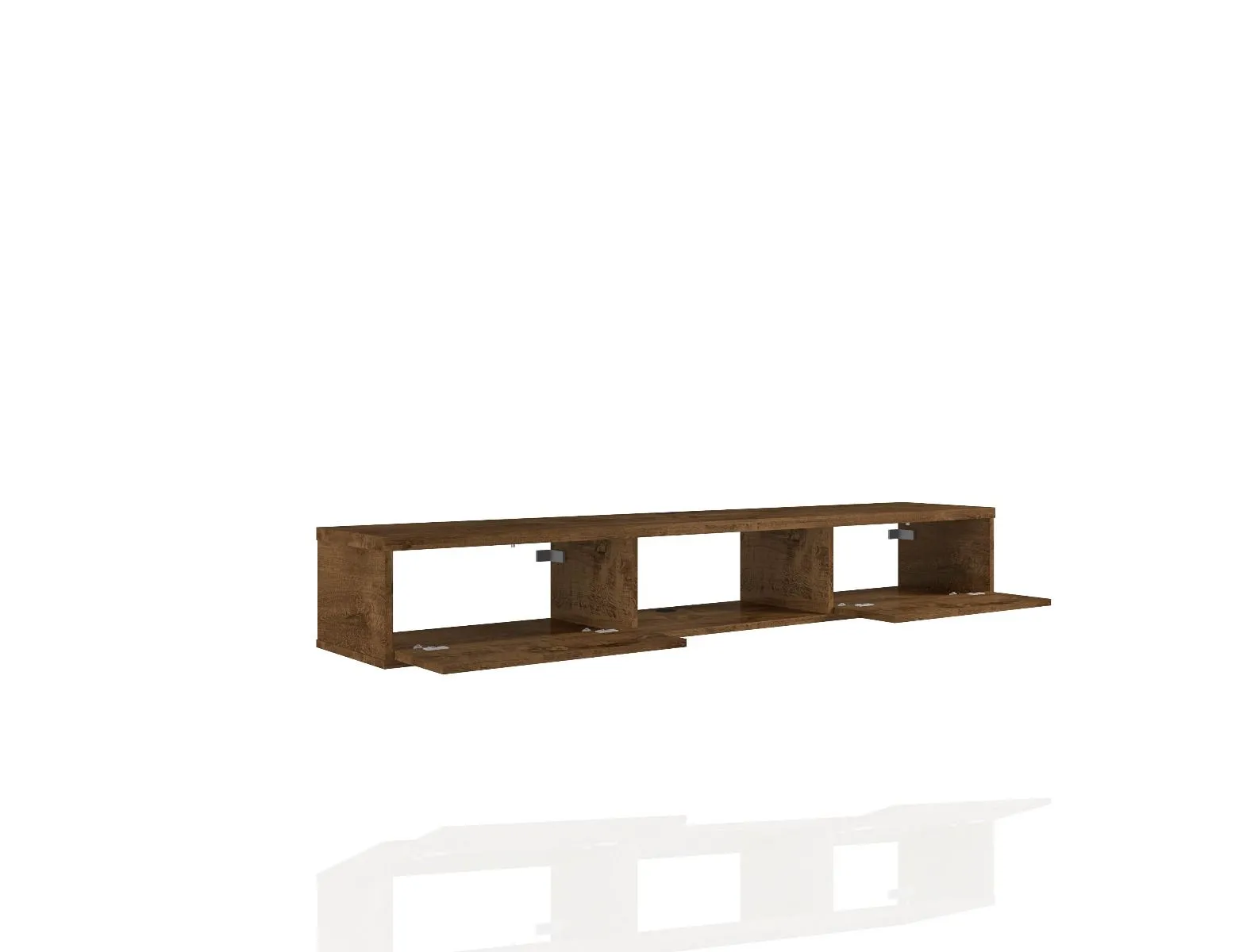 Liberty 62.99 Mid-Century Modern Floating Office Desk with 3 Shelves in Rustic Brown