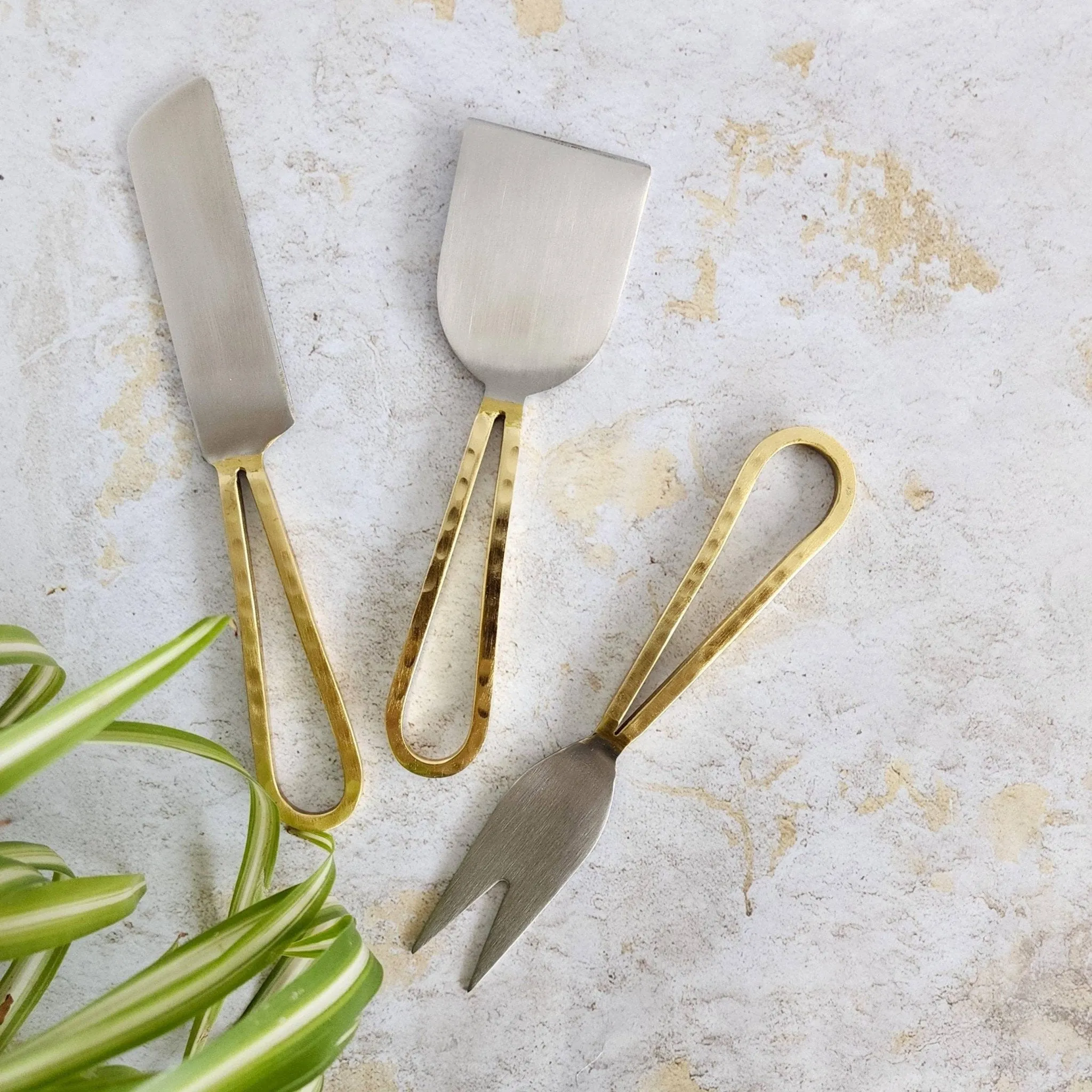Loop Cheese Knife Set - Gold