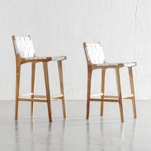 MALAND WOVEN LEATHER BAR CHAIRS  |  BUNDLE   SAVE  |  HIGH   LOW  |  WHITE LEATHER HIDE