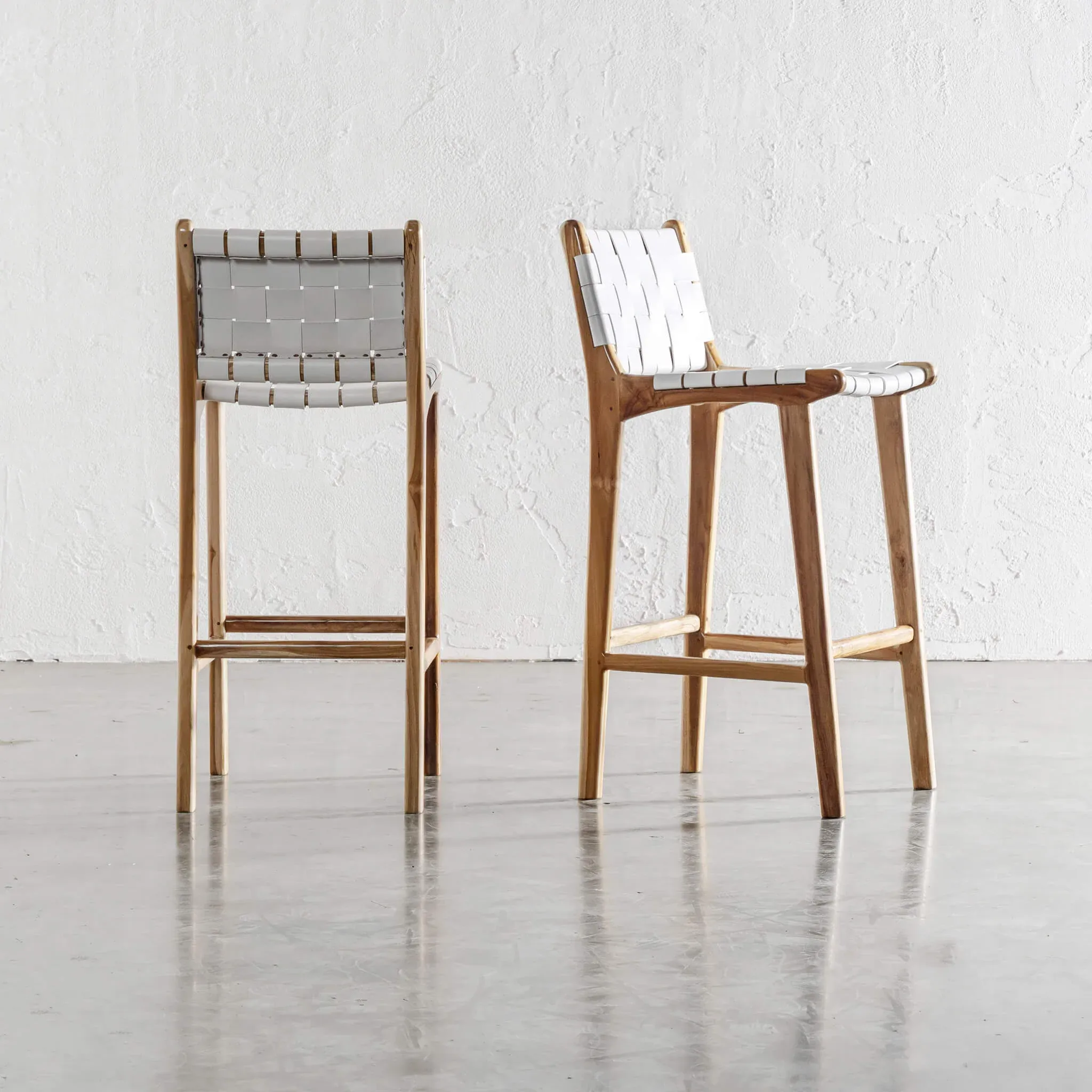 MALAND WOVEN LEATHER BAR CHAIRS  |  BUNDLE   SAVE  |  HIGH   LOW  |  WHITE LEATHER HIDE