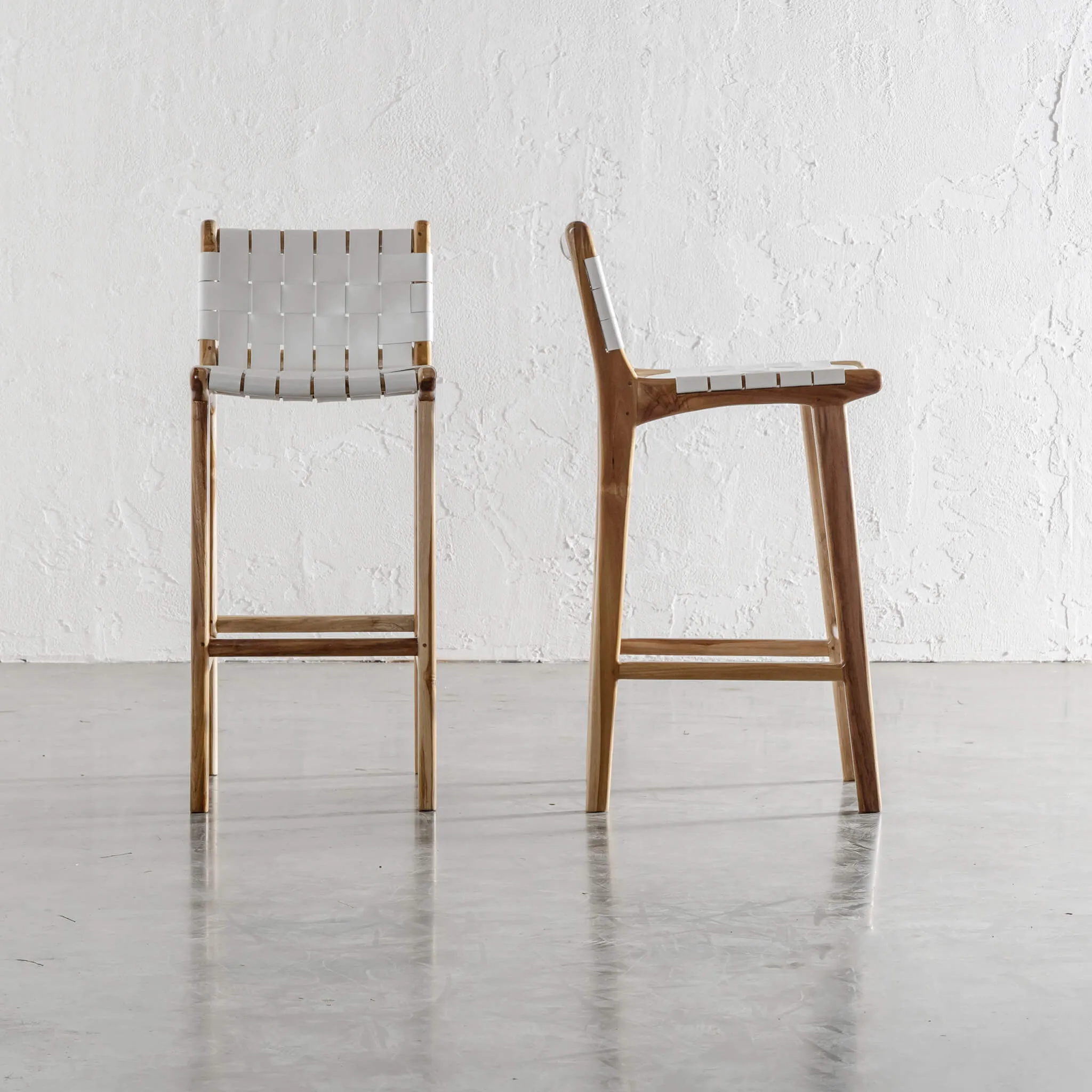 MALAND WOVEN LEATHER BAR CHAIRS  |  BUNDLE   SAVE  |  HIGH   LOW  |  WHITE LEATHER HIDE