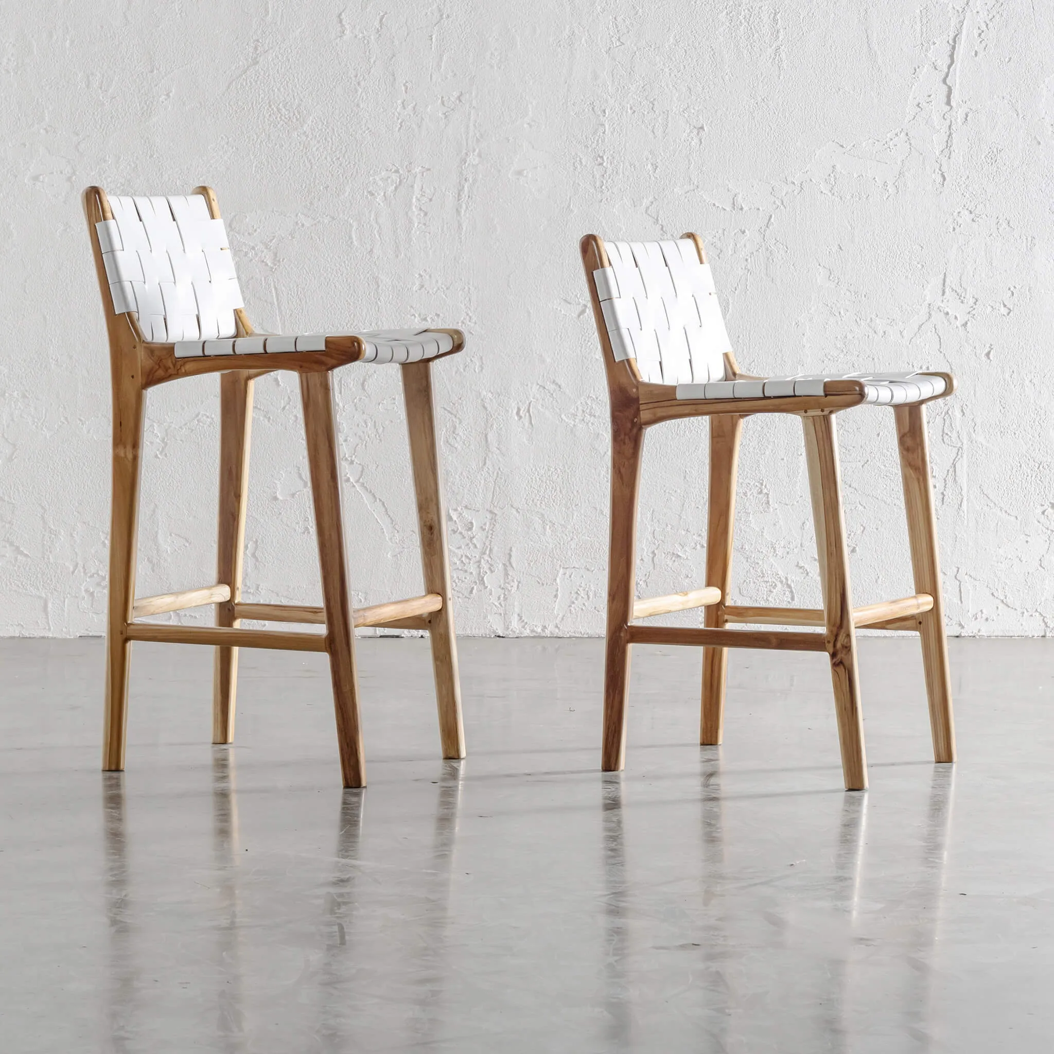 MALAND WOVEN LEATHER BAR CHAIRS  |  BUNDLE   SAVE  |  HIGH   LOW  |  WHITE LEATHER HIDE