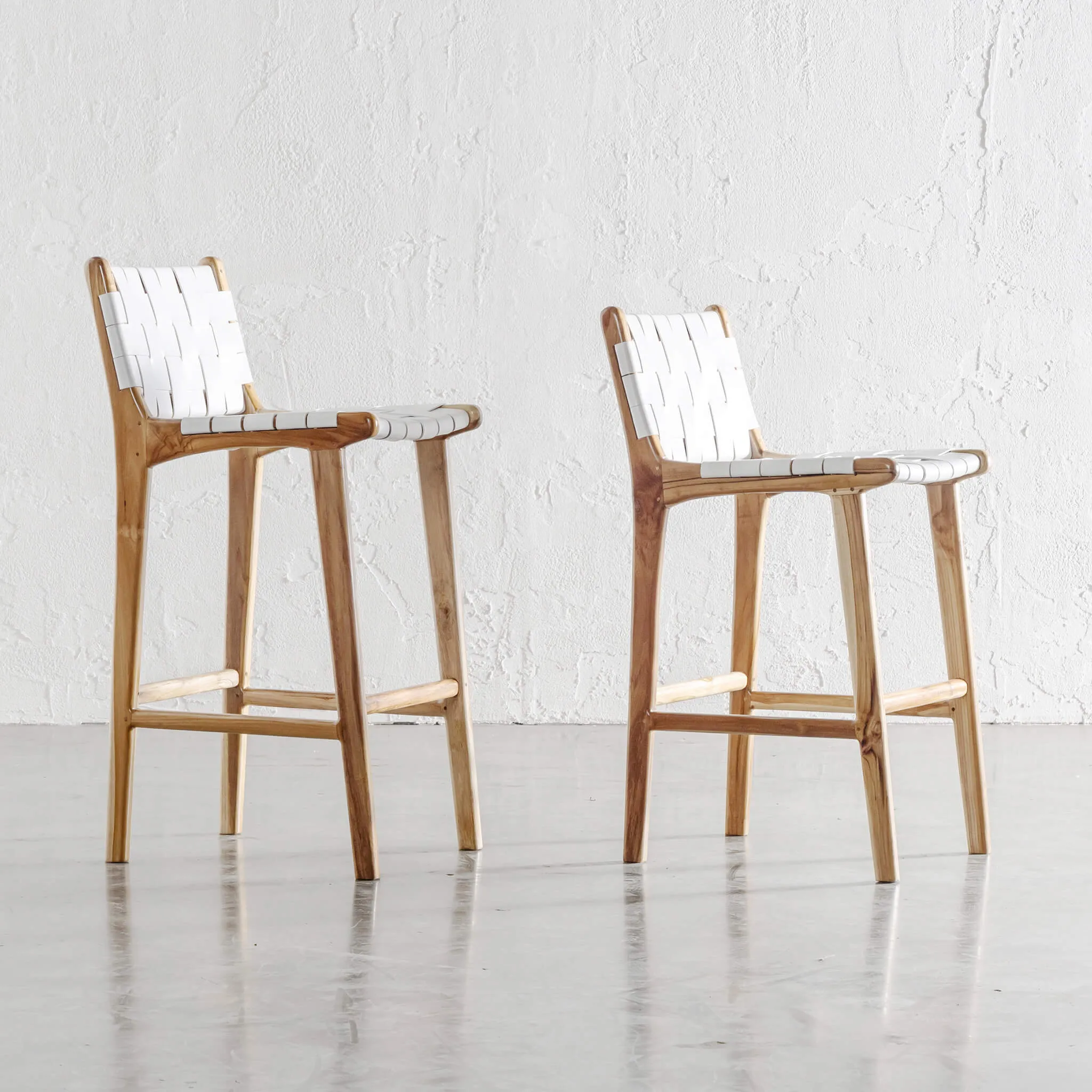 MALAND WOVEN LEATHER BAR CHAIRS  |  BUNDLE   SAVE  |  HIGH   LOW  |  WHITE LEATHER HIDE