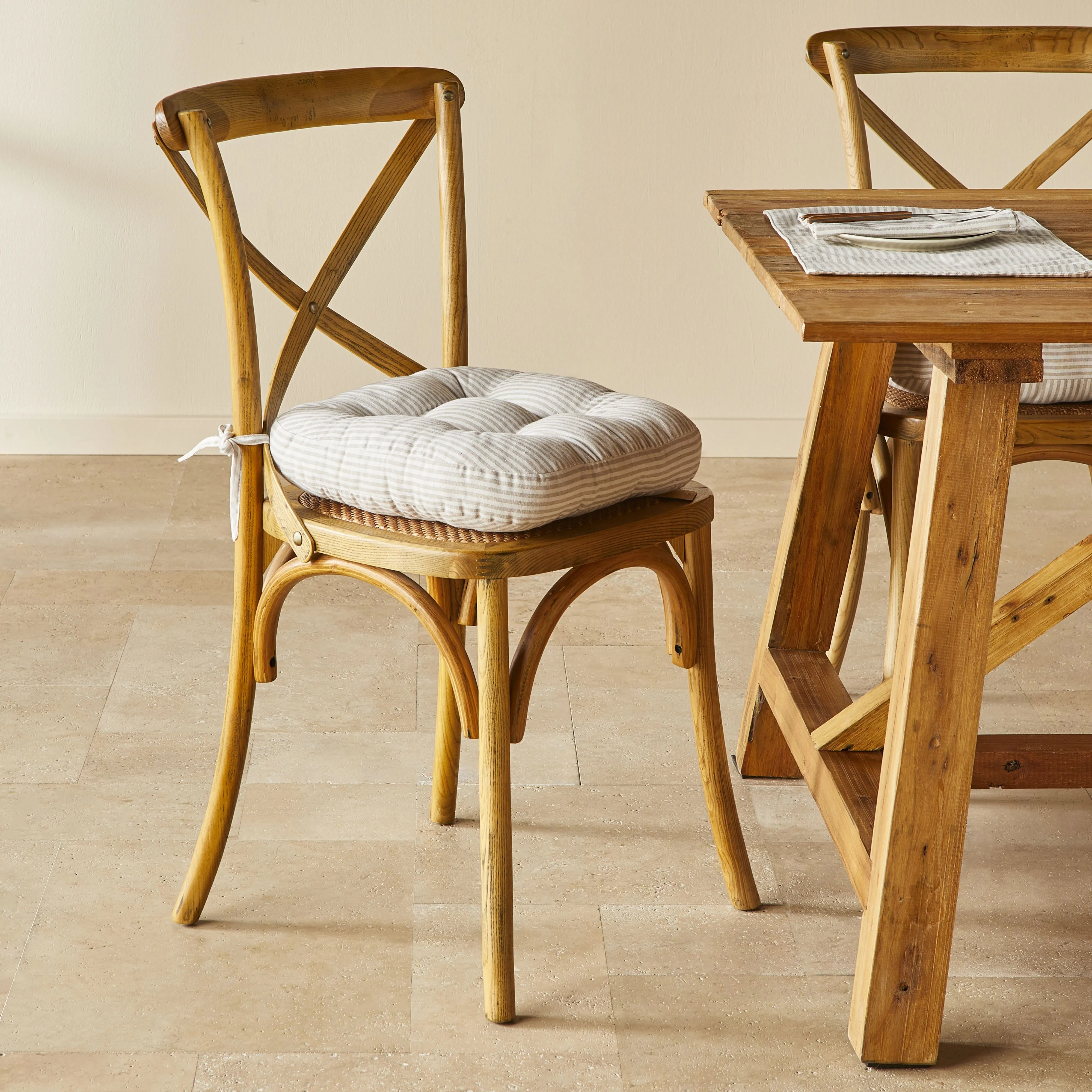 Marais Almond Stripe Seat Cushion 41x44x5cm
