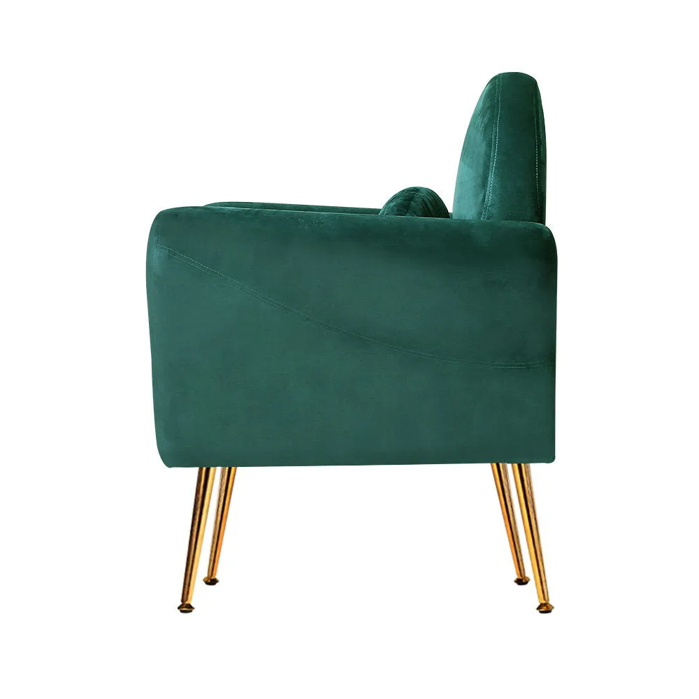 Maryjane Accent Velvet Cushion Lounge Armchair - Green