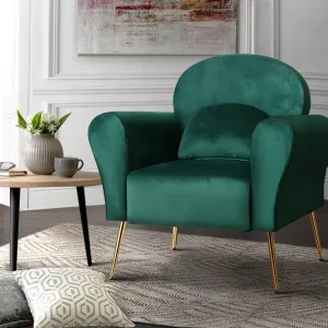 Maryjane Accent Velvet Cushion Lounge Armchair - Green