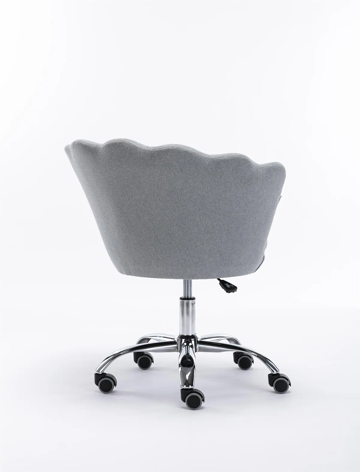 Modern Home Office Chair, Cute Velvet Upholstered Shell Chair Adjustable Swivel Vanity Chair for Women, Light Gray