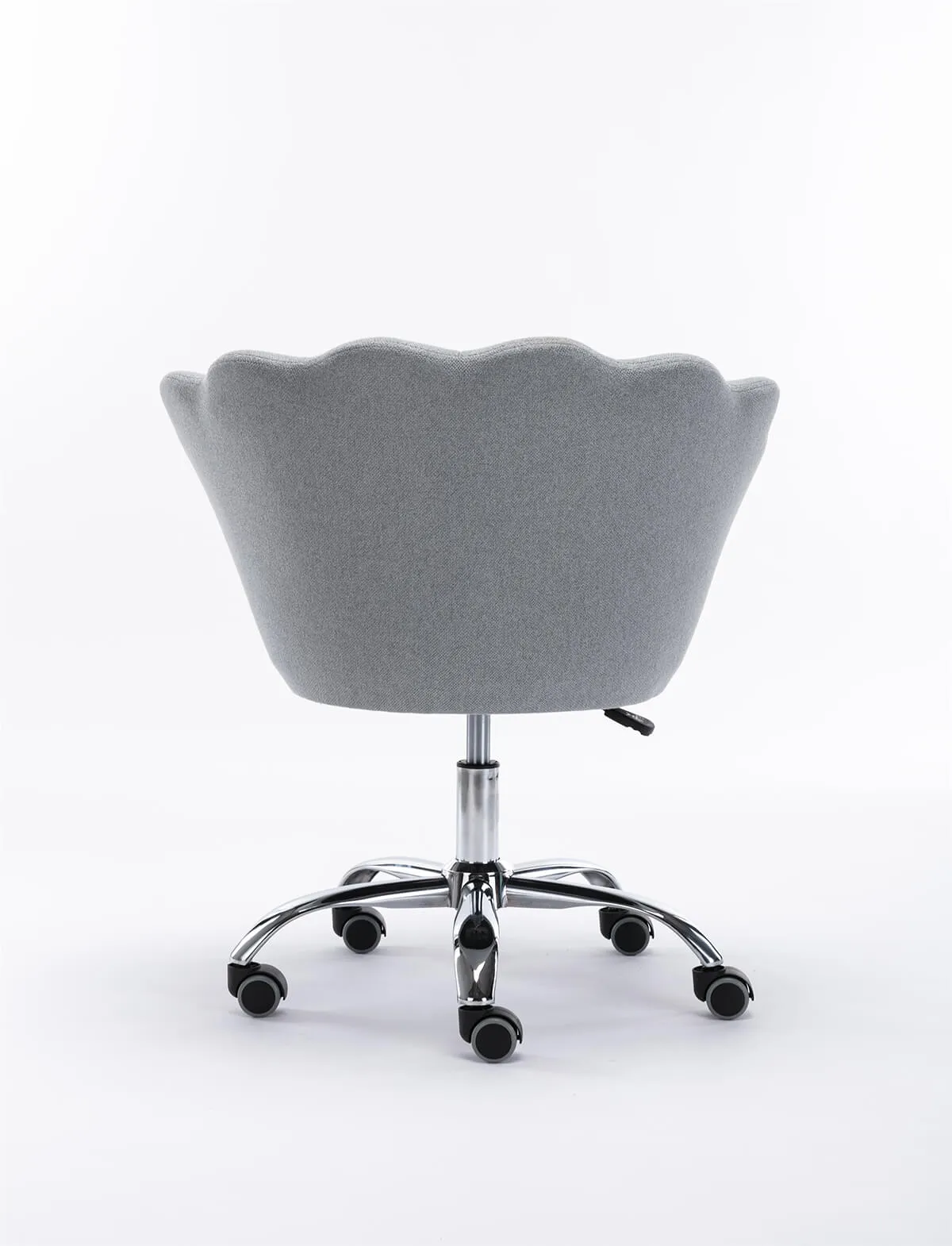 Modern Home Office Chair, Cute Velvet Upholstered Shell Chair Adjustable Swivel Vanity Chair for Women, Light Gray