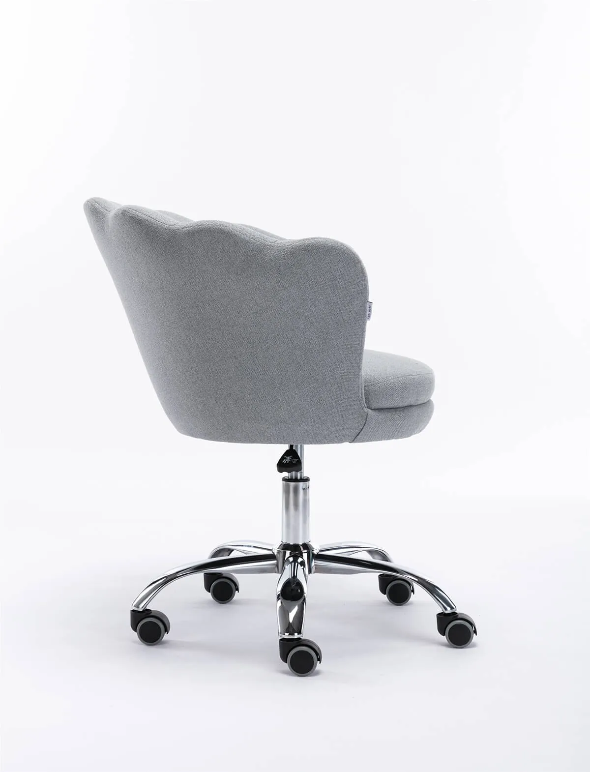 Modern Home Office Chair, Cute Velvet Upholstered Shell Chair Adjustable Swivel Vanity Chair for Women, Light Gray