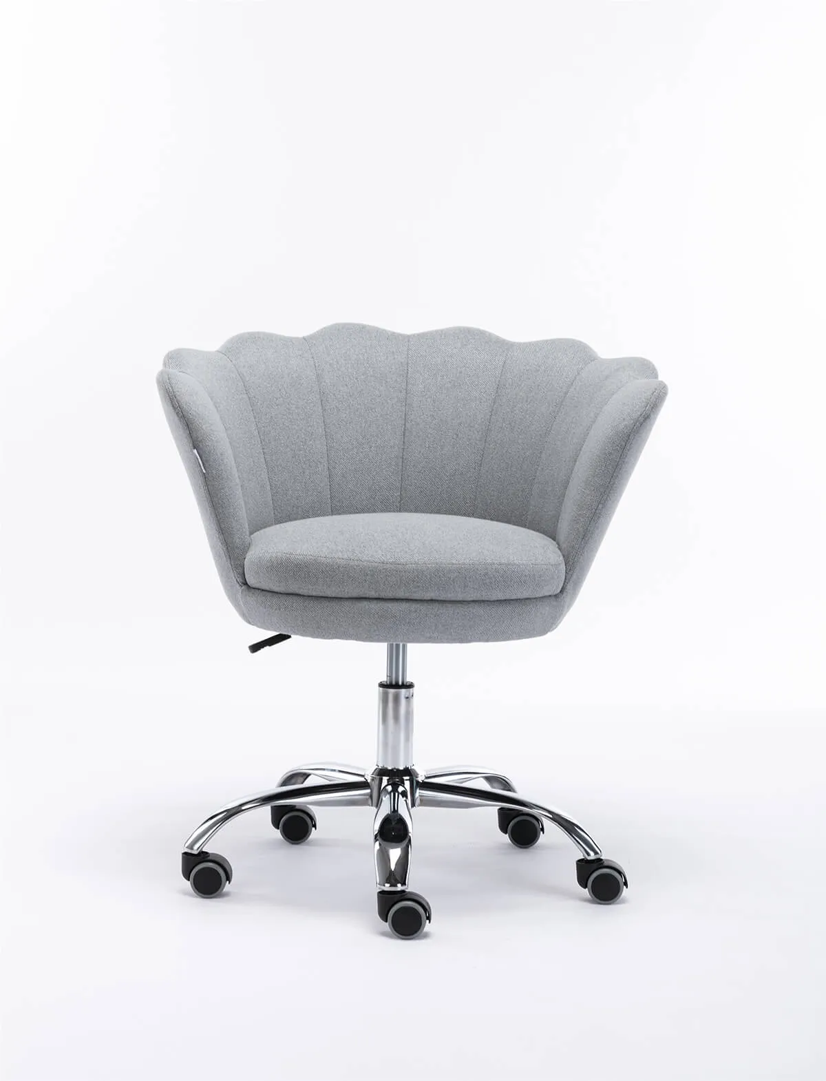 Modern Home Office Chair, Cute Velvet Upholstered Shell Chair Adjustable Swivel Vanity Chair for Women, Light Gray