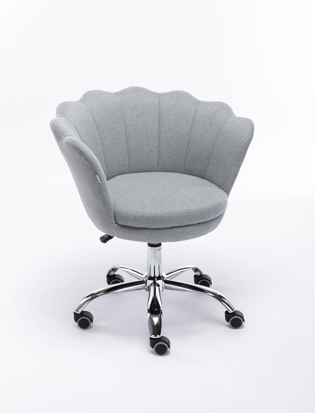Modern Home Office Chair, Cute Velvet Upholstered Shell Chair Adjustable Swivel Vanity Chair for Women, Light Gray