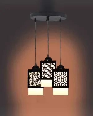 Modular 3 Lights Wooden Premium Hallway Ceiling Lamp | 5 x 6 x 32 inches