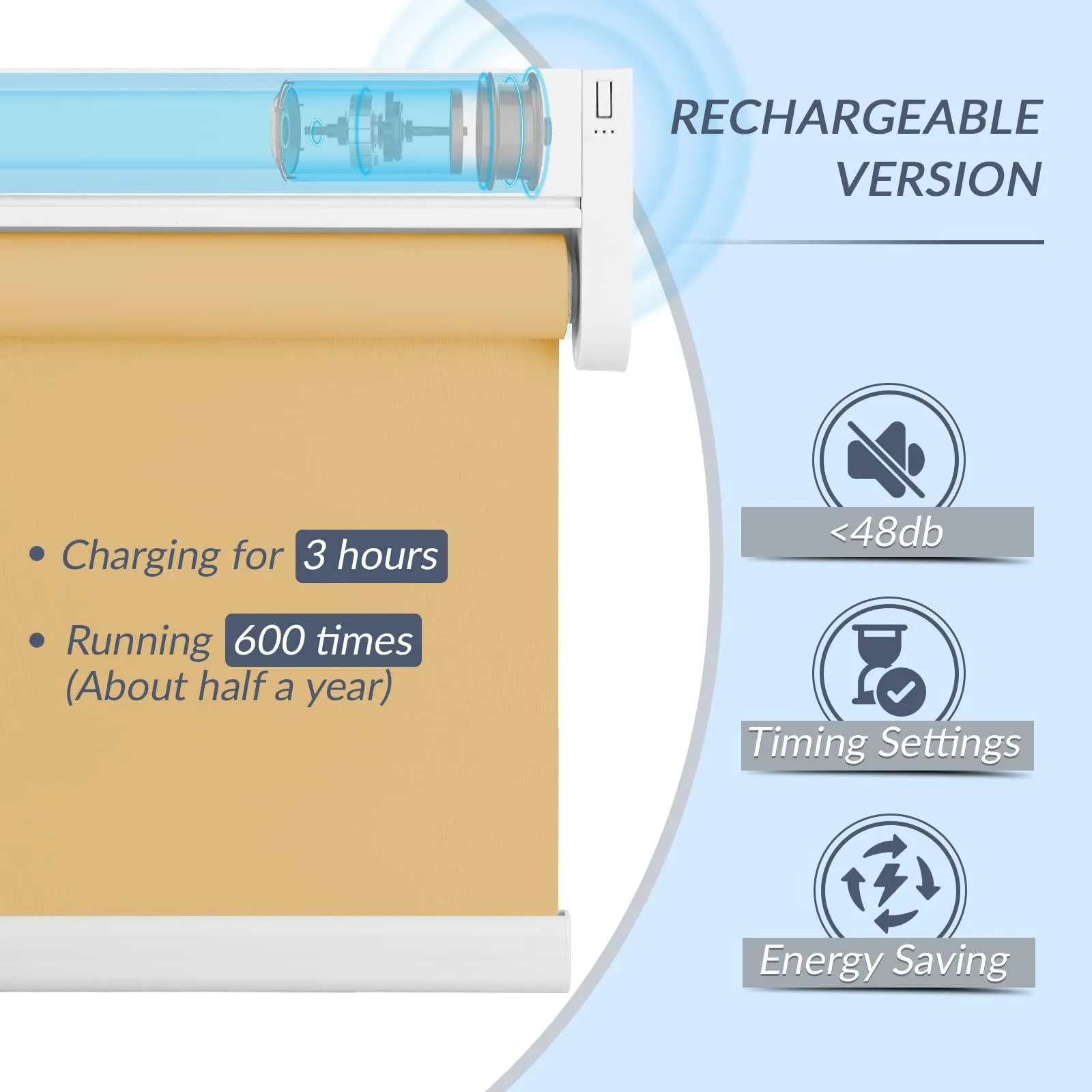 Motorized | Light Filtering | Rechargeable | Roller Shades | Customizable