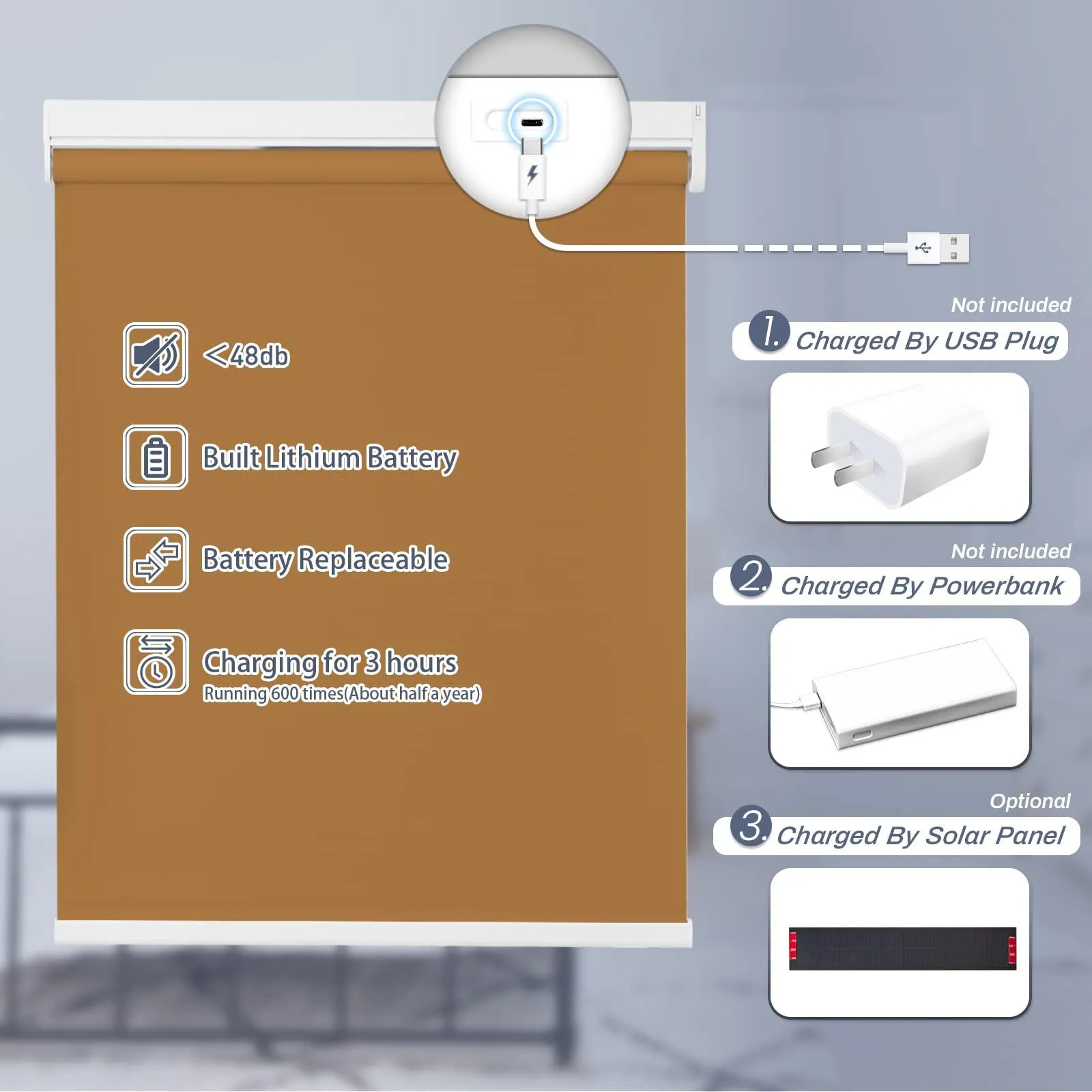 Motorized | Light Filtering | Rechargeable | Roller Shades | Customizable