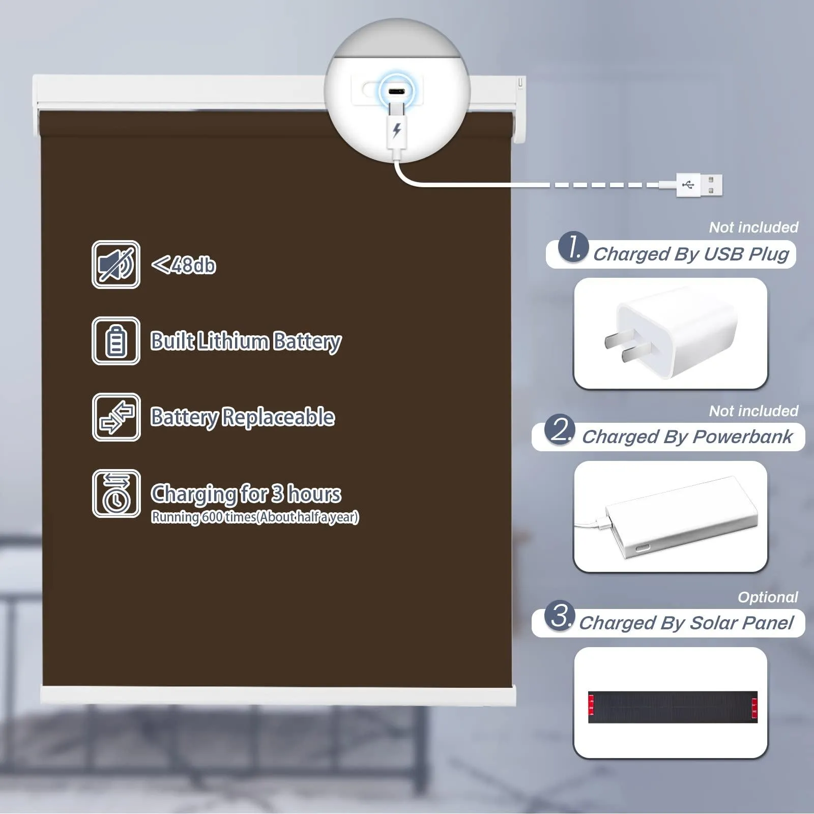 Motorized | Light Filtering | Rechargeable | Roller Shades | Customizable