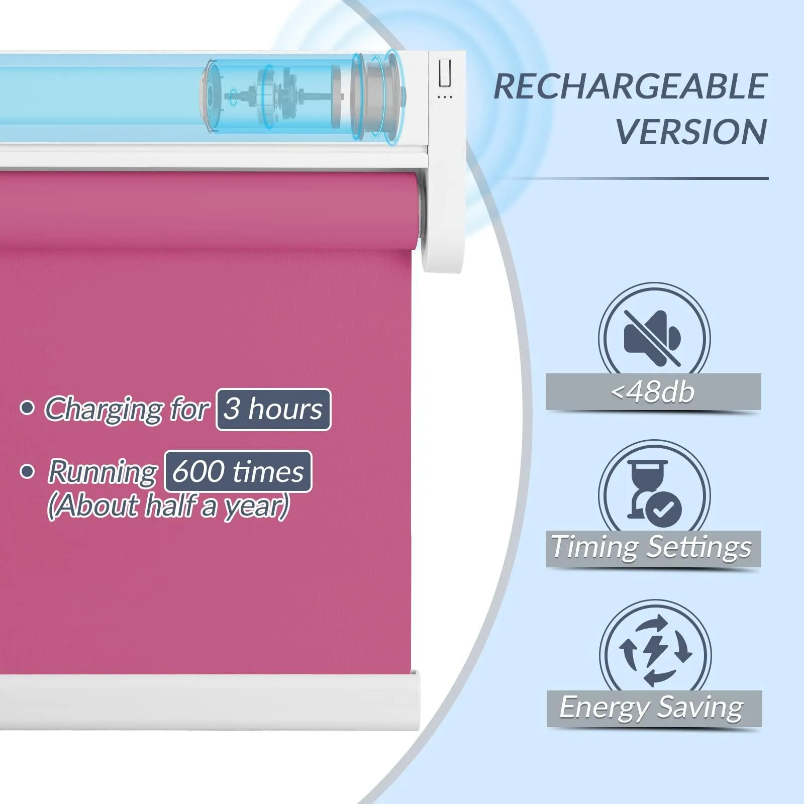 Motorized | Light Filtering | Rechargeable | Roller Shades | Customizable