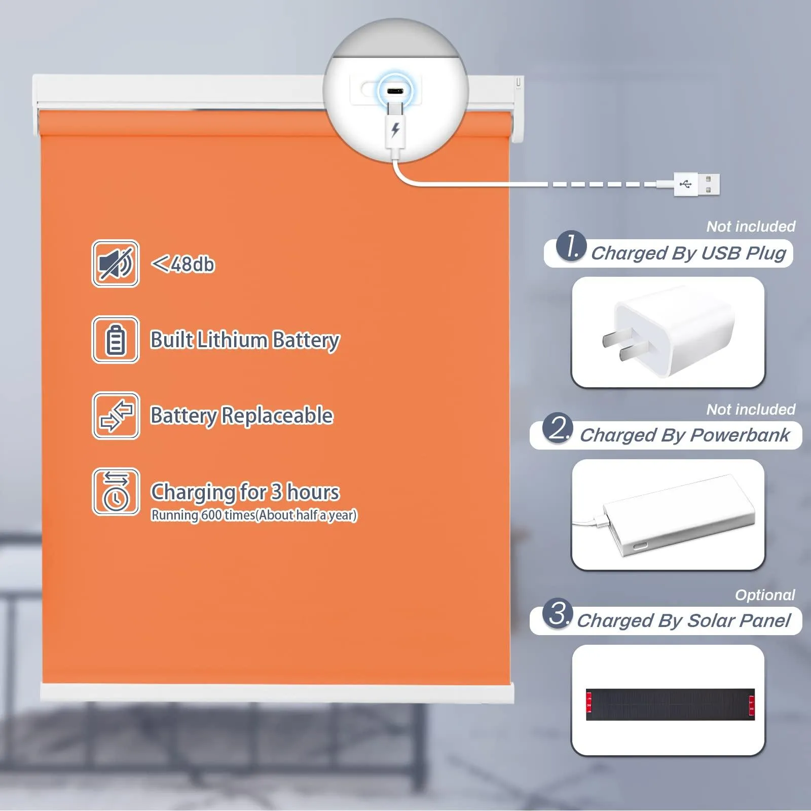 Motorized | Light Filtering | Rechargeable | Roller Shades | Customizable