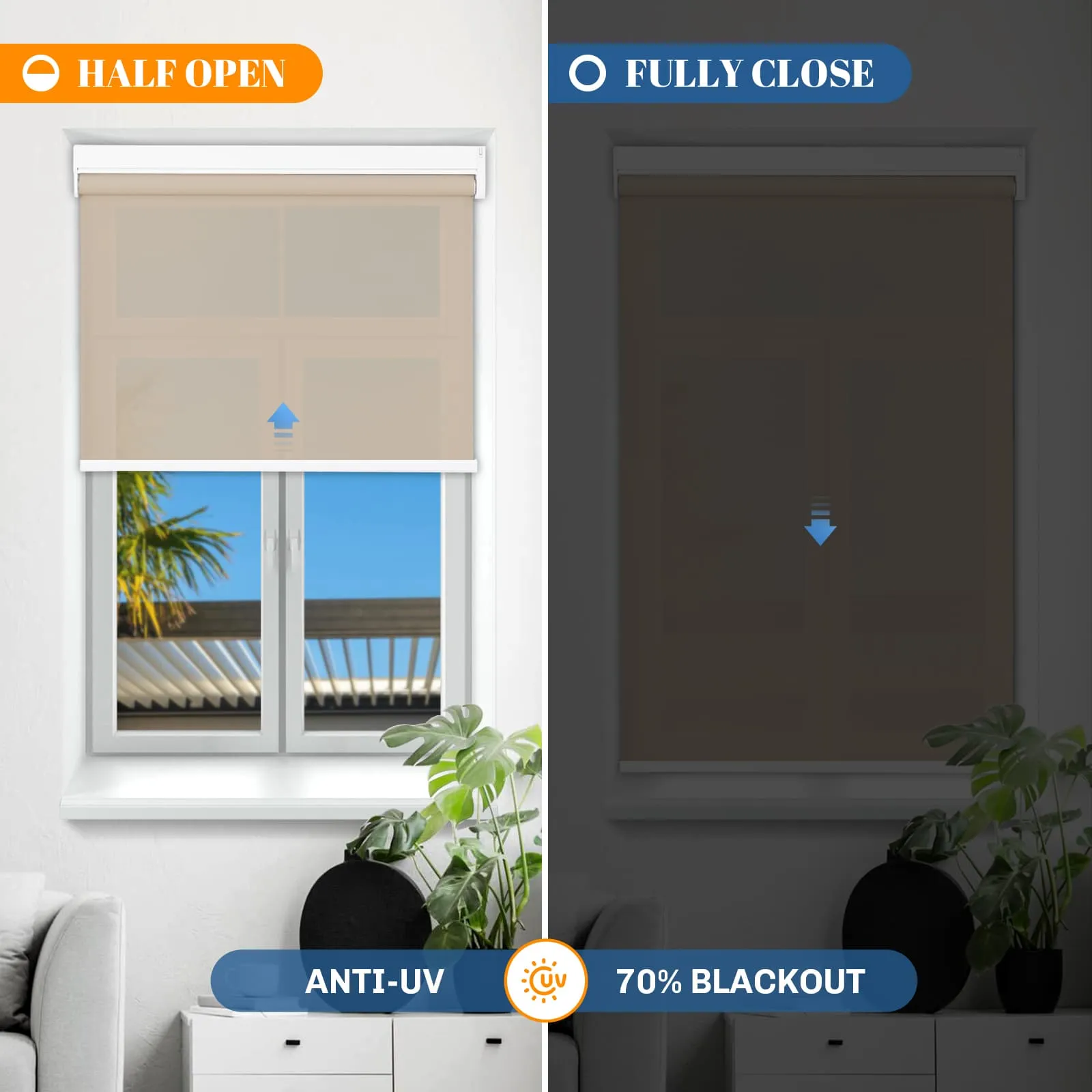 Motorized | Light Filtering | Rechargeable | Roller Shades | Customizable