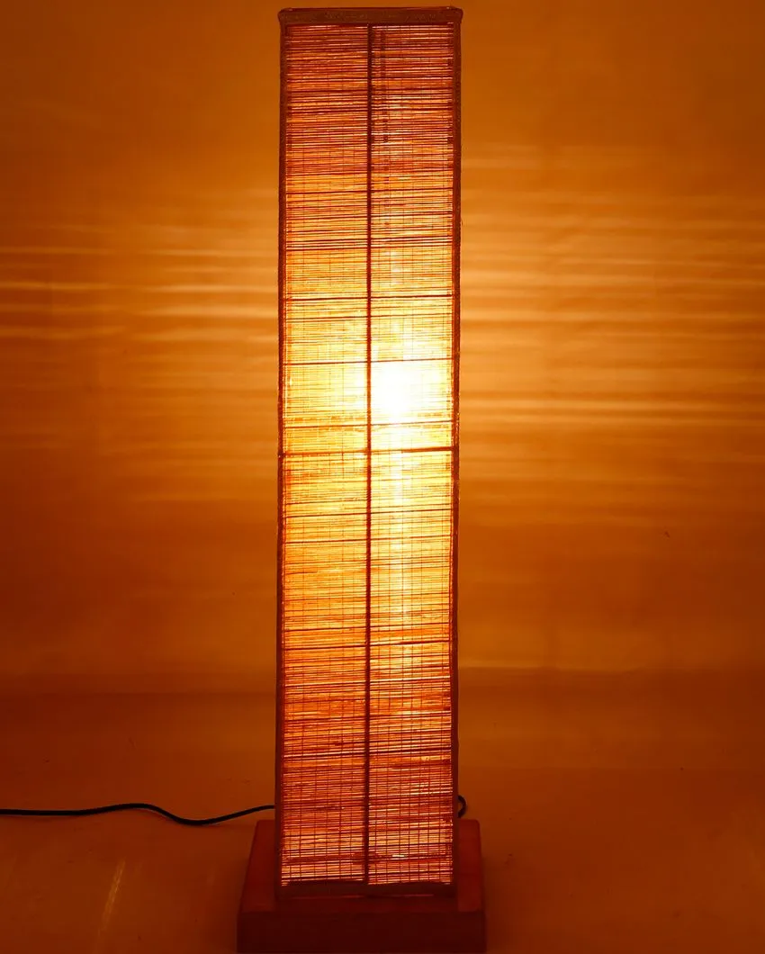 Natural Bamboo Square Shade Floor Lamp With Wood Base | 2.8 Feet