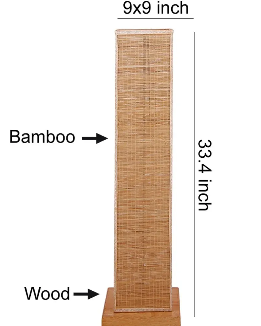 Natural Bamboo Square Shade Floor Lamp With Wood Base | 2.8 Feet