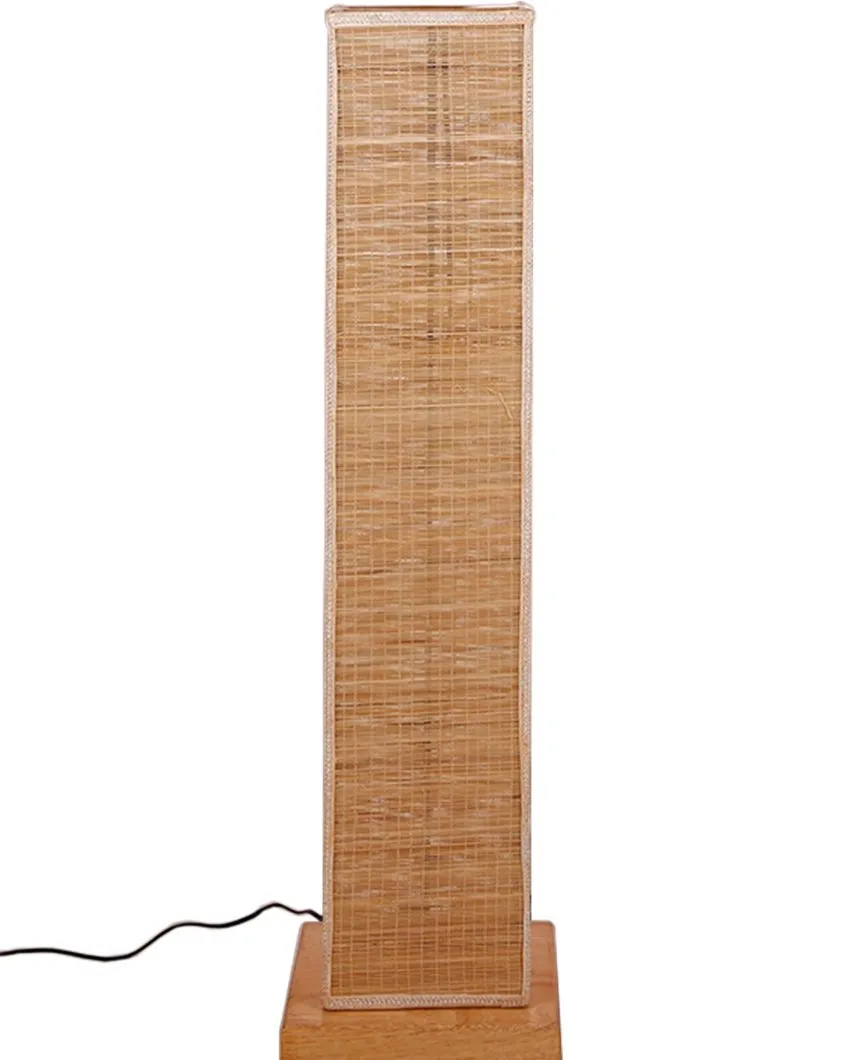 Natural Bamboo Square Shade Floor Lamp With Wood Base | 2.8 Feet
