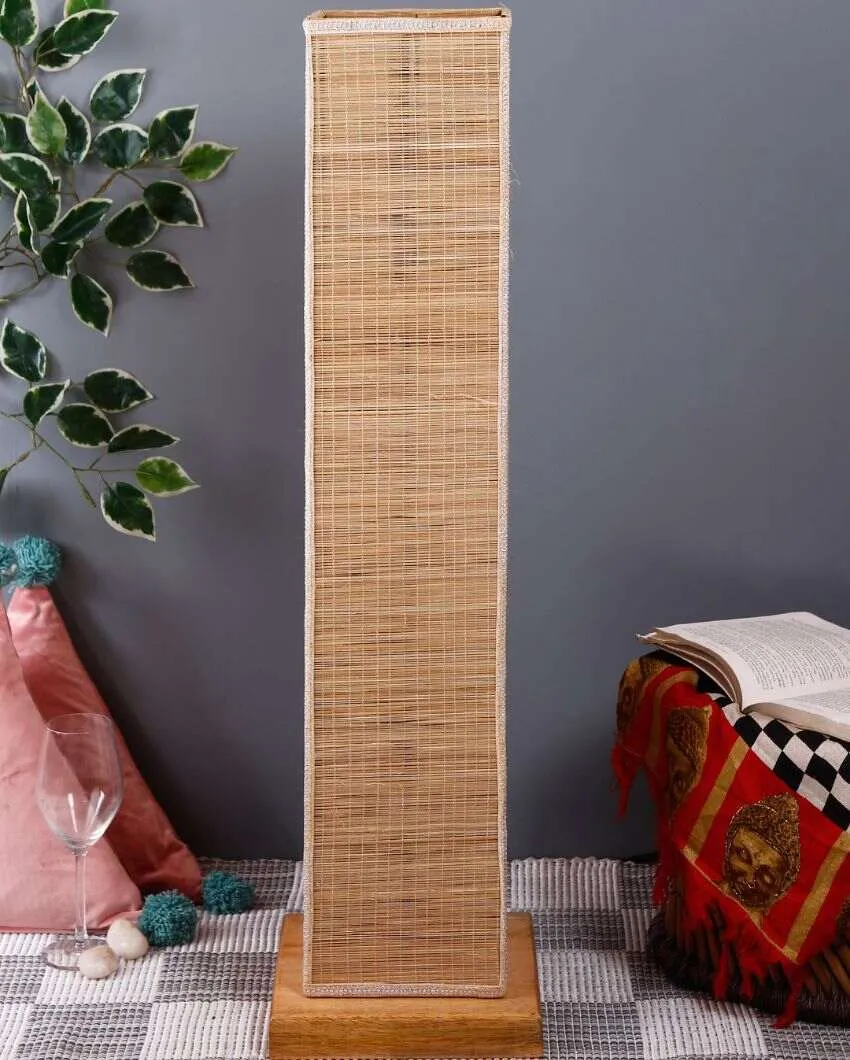 Natural Bamboo Square Shade Floor Lamp With Wood Base | 2.8 Feet