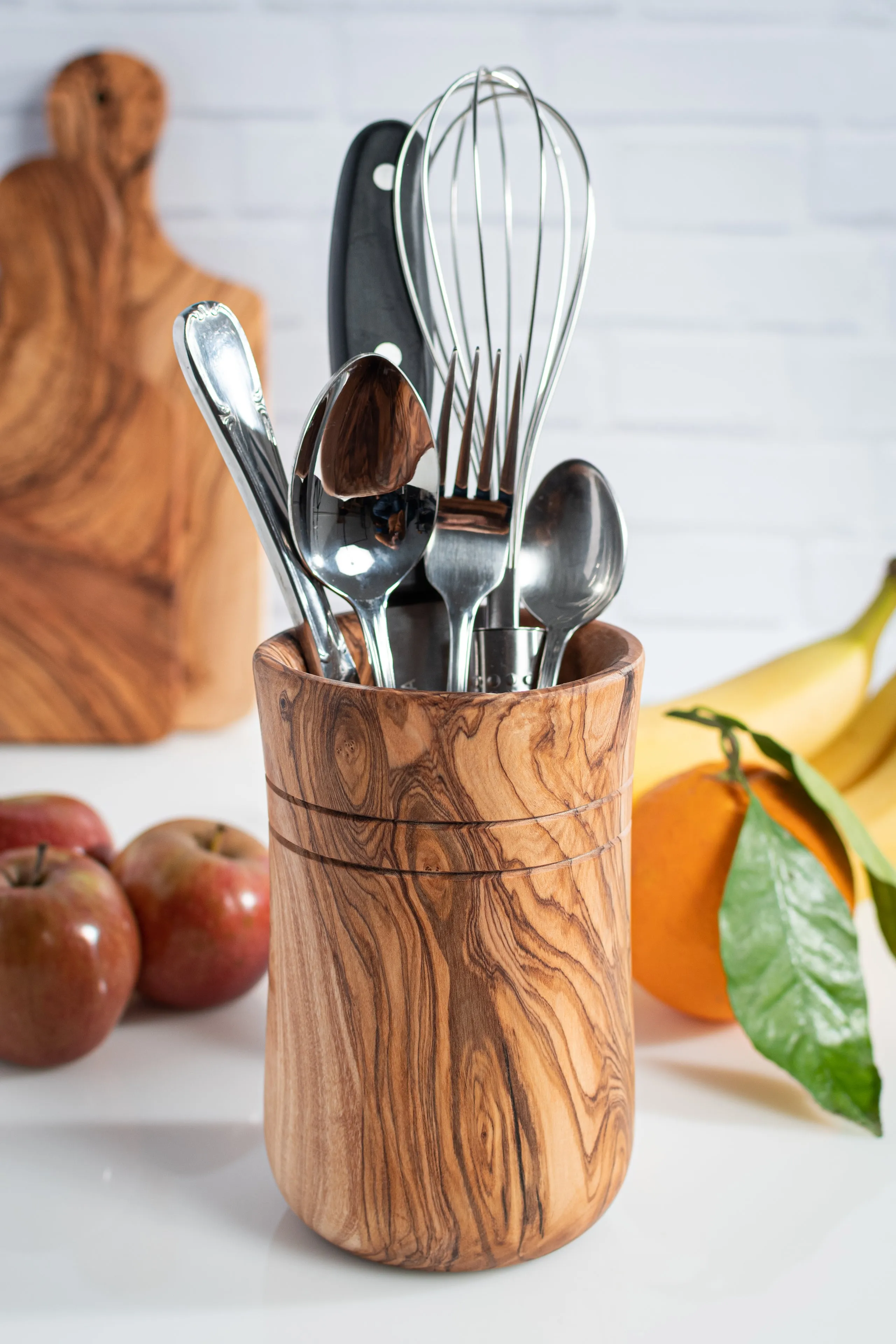 Olive Wood Utensils Holder