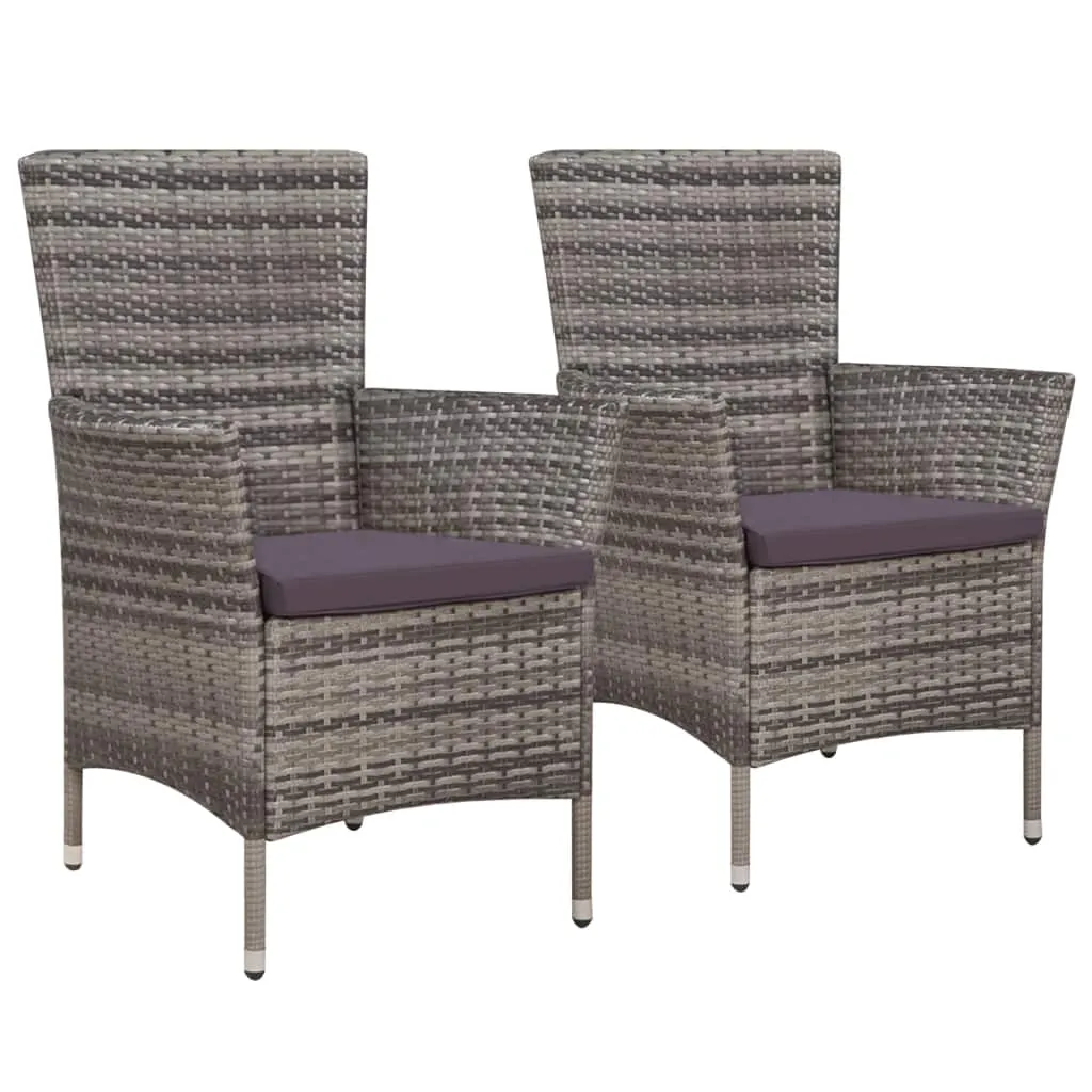 Patio Chairs 2 pcs Poly Rattan Brown