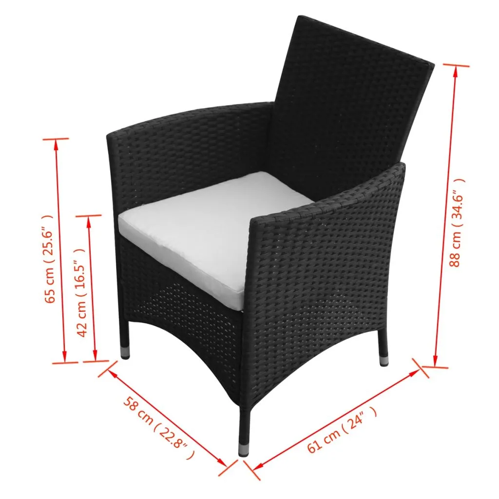Patio Chairs 2 pcs Poly Rattan Brown