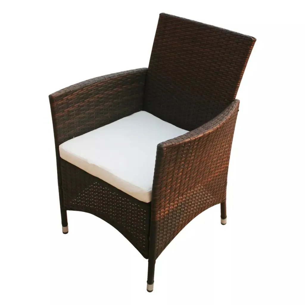 Patio Chairs 2 pcs Poly Rattan Brown