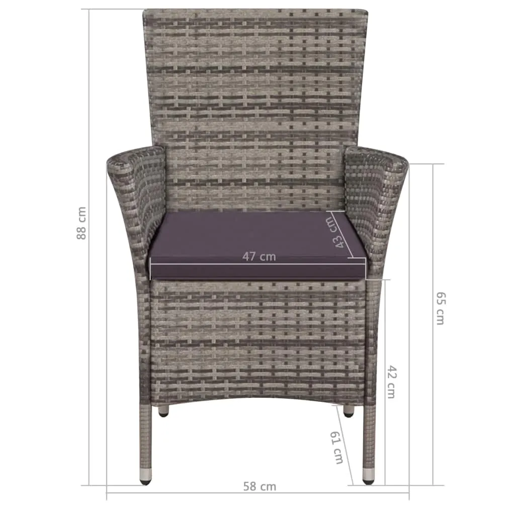 Patio Chairs 2 pcs Poly Rattan Brown