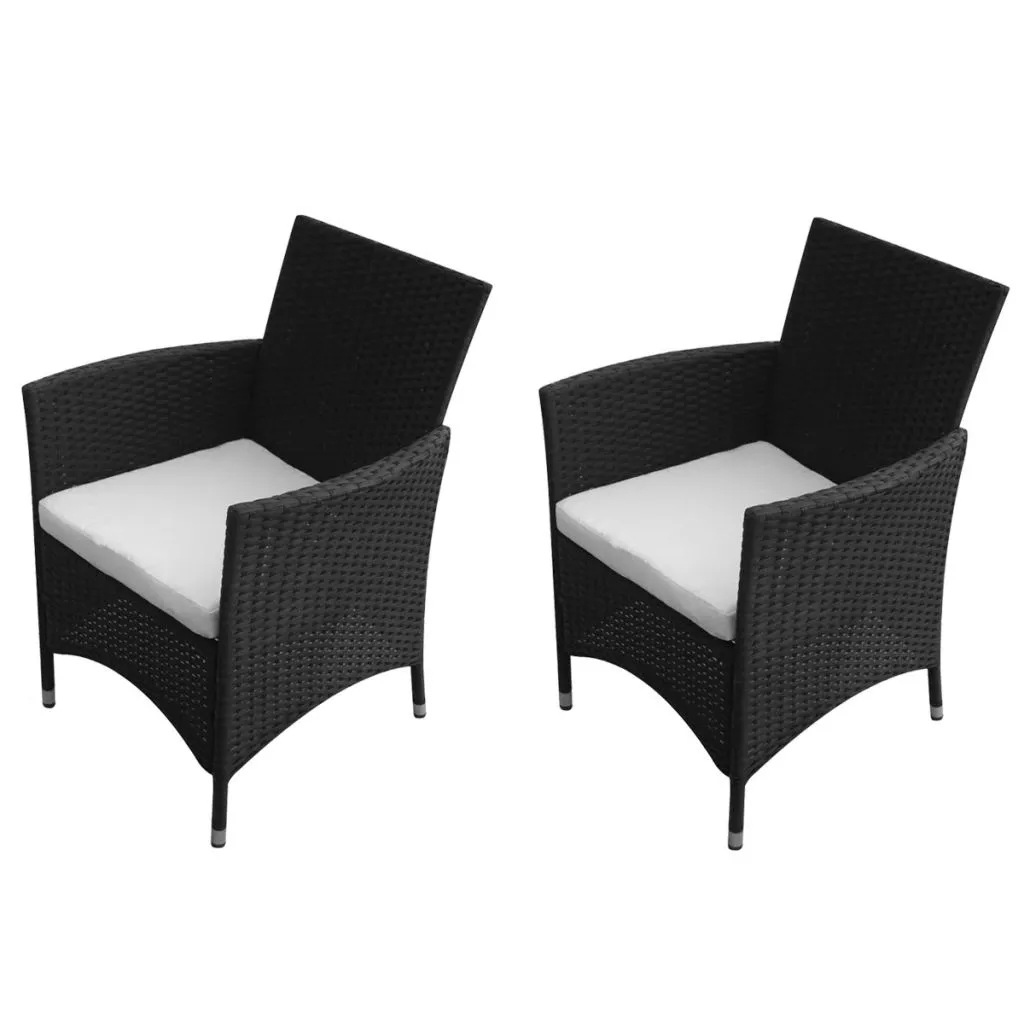 Patio Chairs 2 pcs Poly Rattan Brown