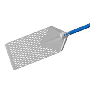 PERFORATED ALUMINIUM ROMANA PIZZA PEEL, RECTANGULAR - 23x40 CM, HANDLE LENGTH 60 CM