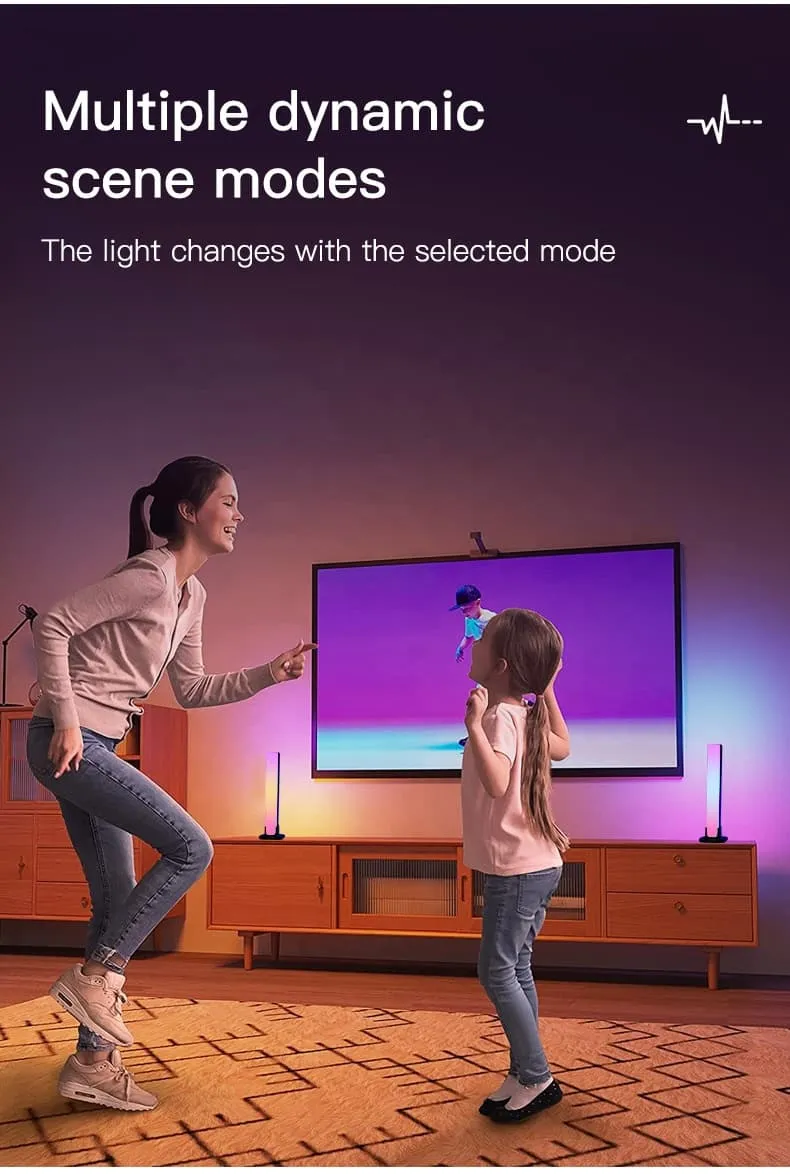 RGB Smart LED Lamp with Multiple Lighting Effects and Music Modes, LED TV Backlights, Mood Lightfor Gaming, Movies, PC, TV, Room Decoration (2Pack)