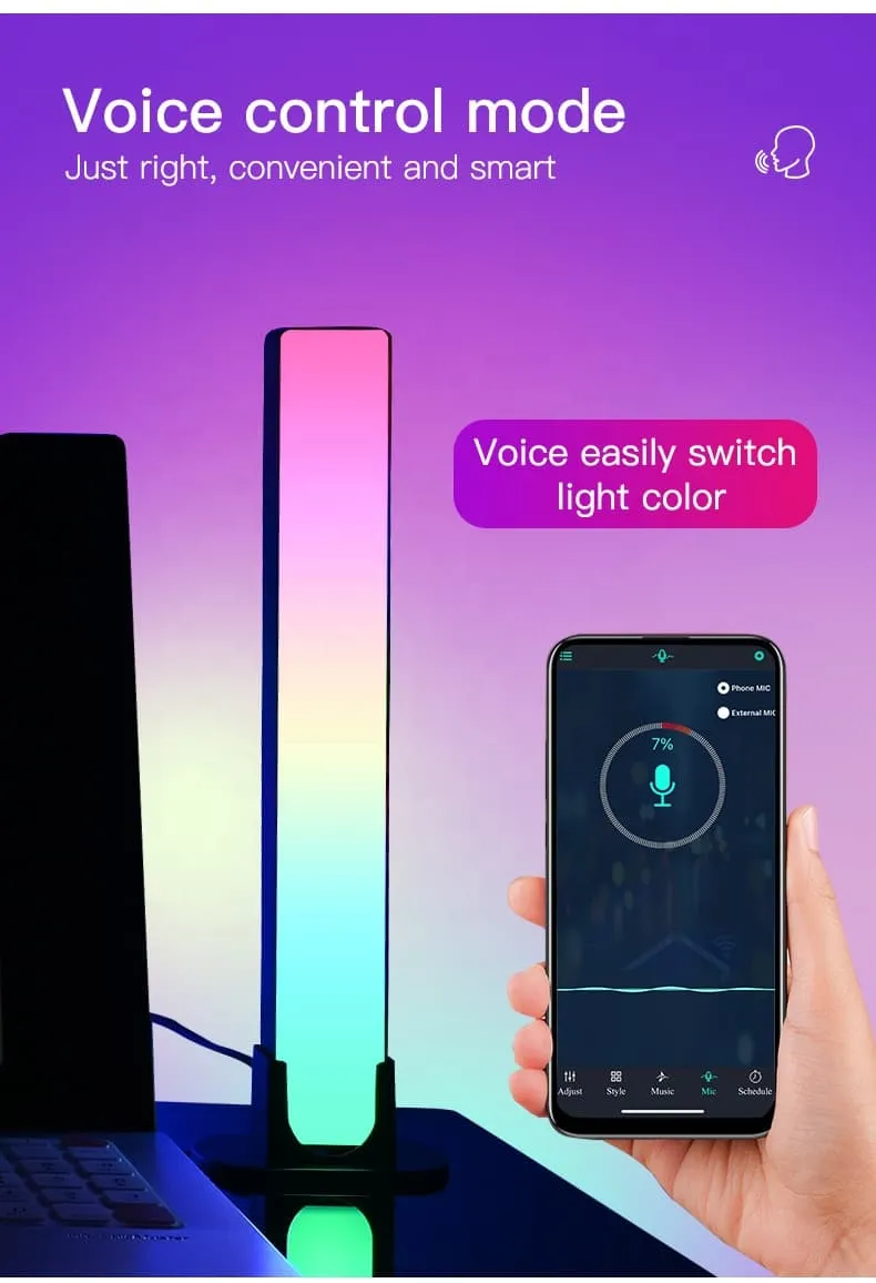 RGB Smart LED Lamp with Multiple Lighting Effects and Music Modes, LED TV Backlights, Mood Lightfor Gaming, Movies, PC, TV, Room Decoration (2Pack)