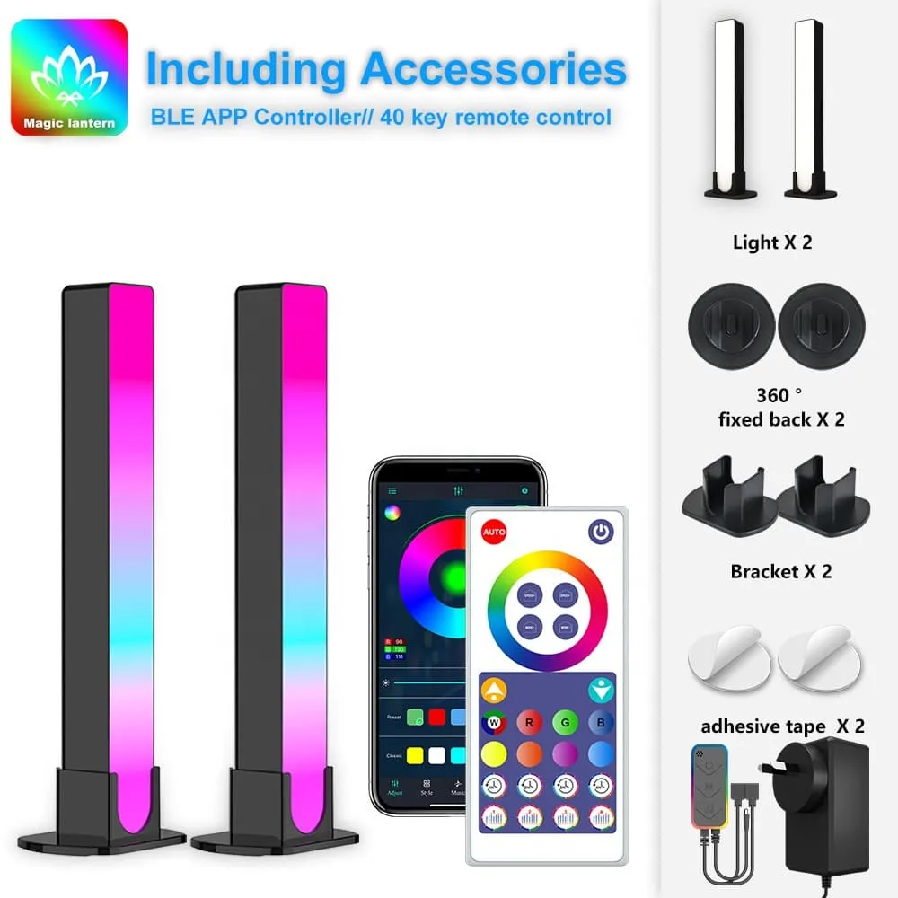 RGB Smart LED Lamp with Multiple Lighting Effects and Music Modes, LED TV Backlights, Mood Lightfor Gaming, Movies, PC, TV, Room Decoration (2Pack)