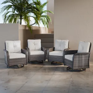 Rustic Veranda Outdoor Patio Swivel Rocking Chairs, Set of 4