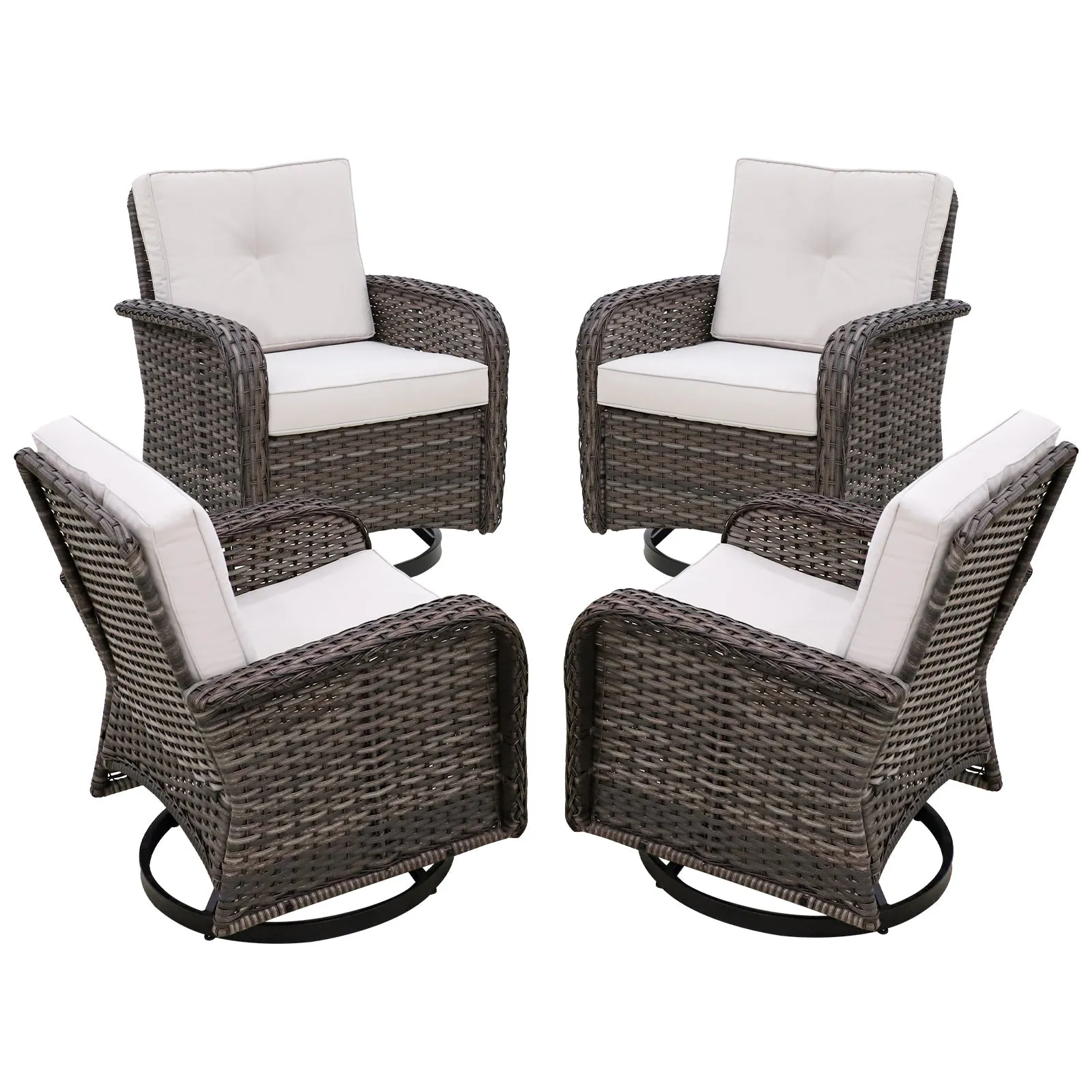 Rustic Veranda Outdoor Patio Swivel Rocking Chairs, Set of 4