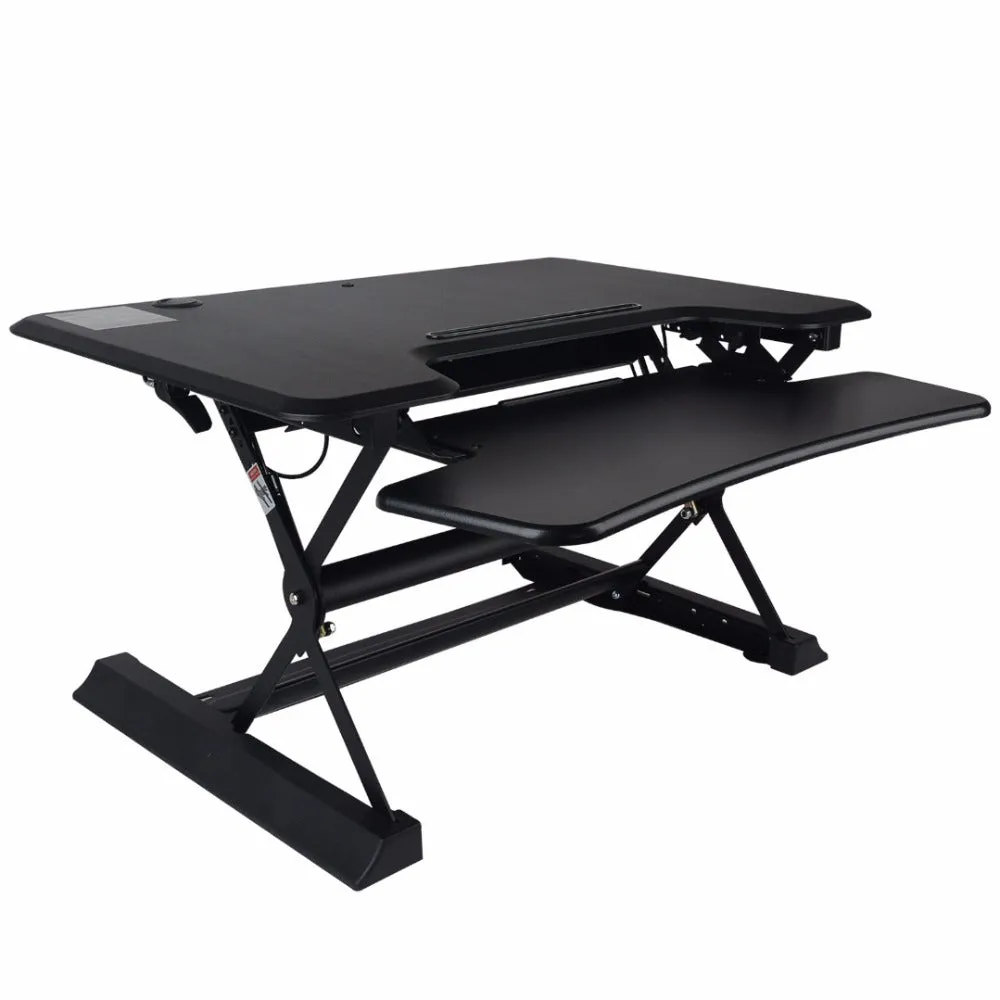 Shellhard 90x60CM Laptop Desk Standing Adjustable Height Stand Up Desk Computer Desk Table Workstation Black