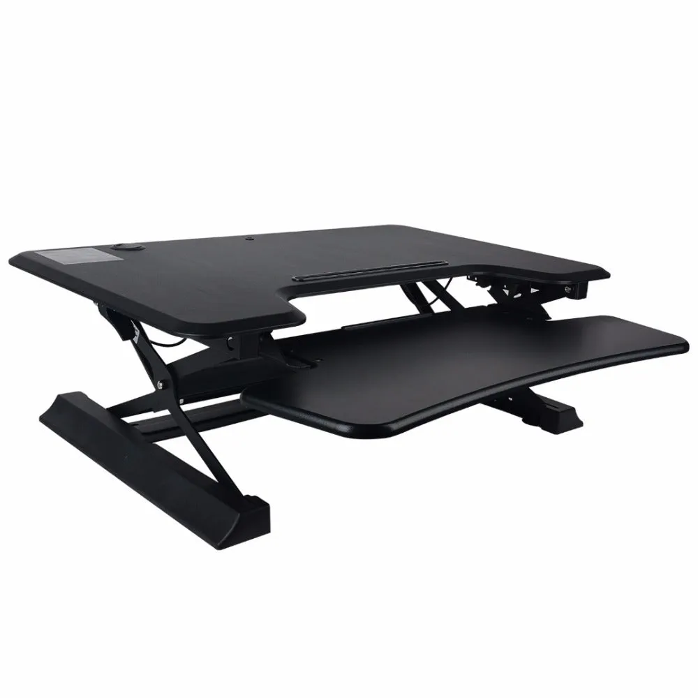 Shellhard 90x60CM Laptop Desk Standing Adjustable Height Stand Up Desk Computer Desk Table Workstation Black