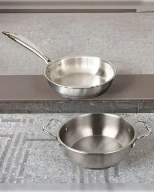 Silver Triply Stainless Steel Frypan With Kadhai | Safe For All Cooktops