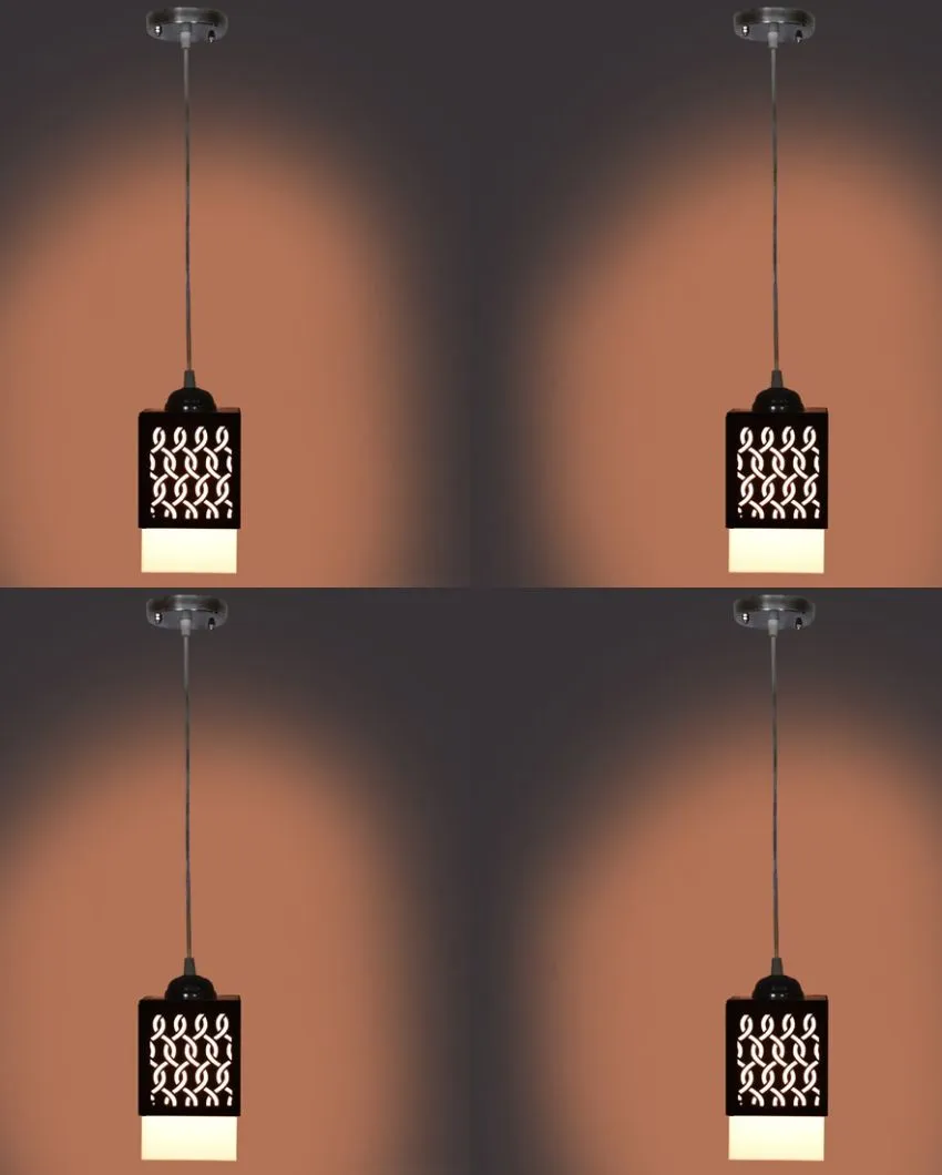 Sleek Look Wooden Style Creative Pendant Lamp | Set of 4 | 4 x 4 x 6 inches