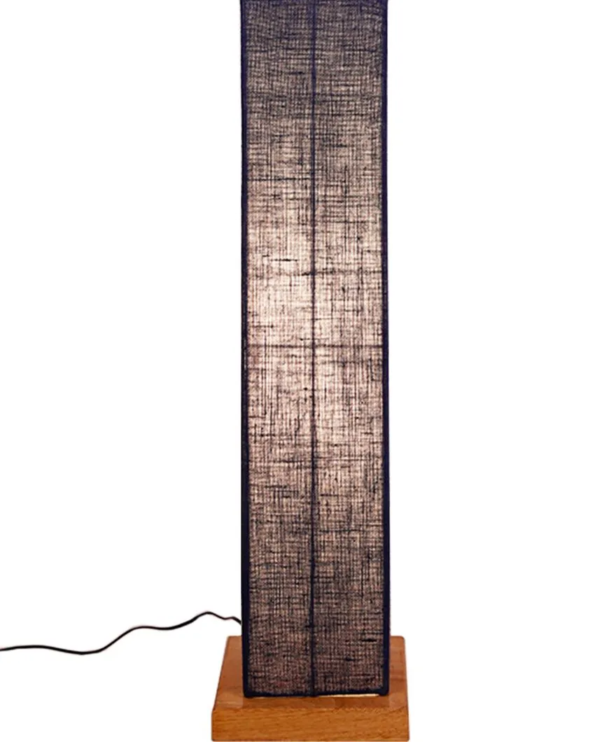 Solid Colorful Jute Square Shade Floor Lamp With Wood Base | 2.8 Feet