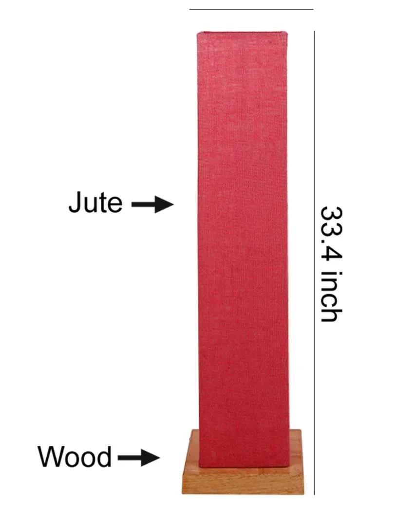 Solid Colorful Jute Square Shade Floor Lamp With Wood Base | 2.8 Feet