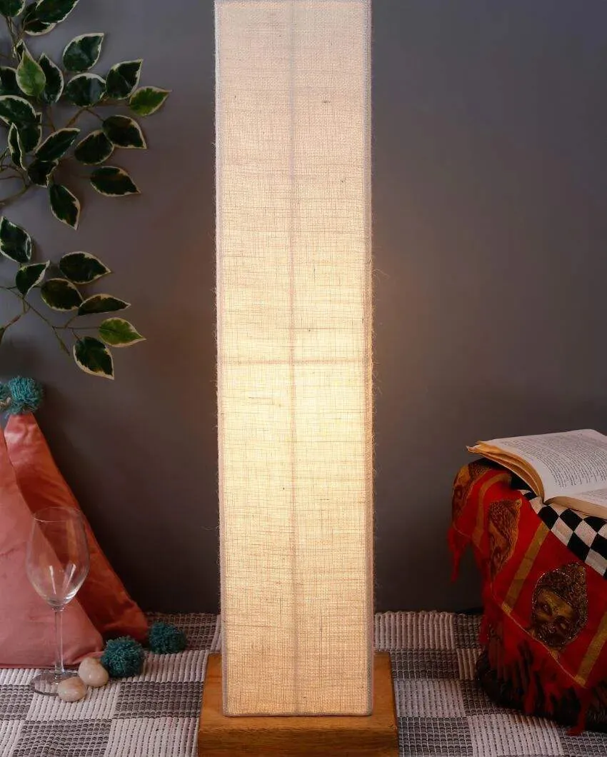Solid Colorful Jute Square Shade Floor Lamp With Wood Base | 2.8 Feet