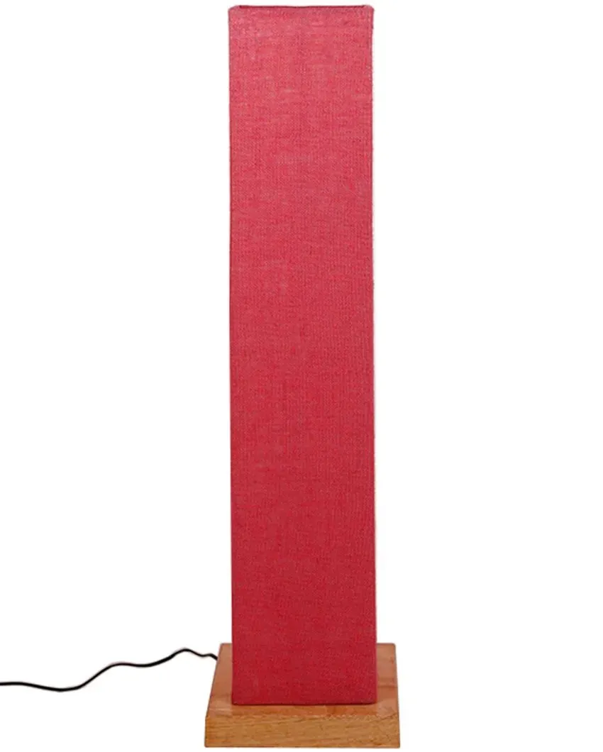 Solid Colorful Jute Square Shade Floor Lamp With Wood Base | 2.8 Feet