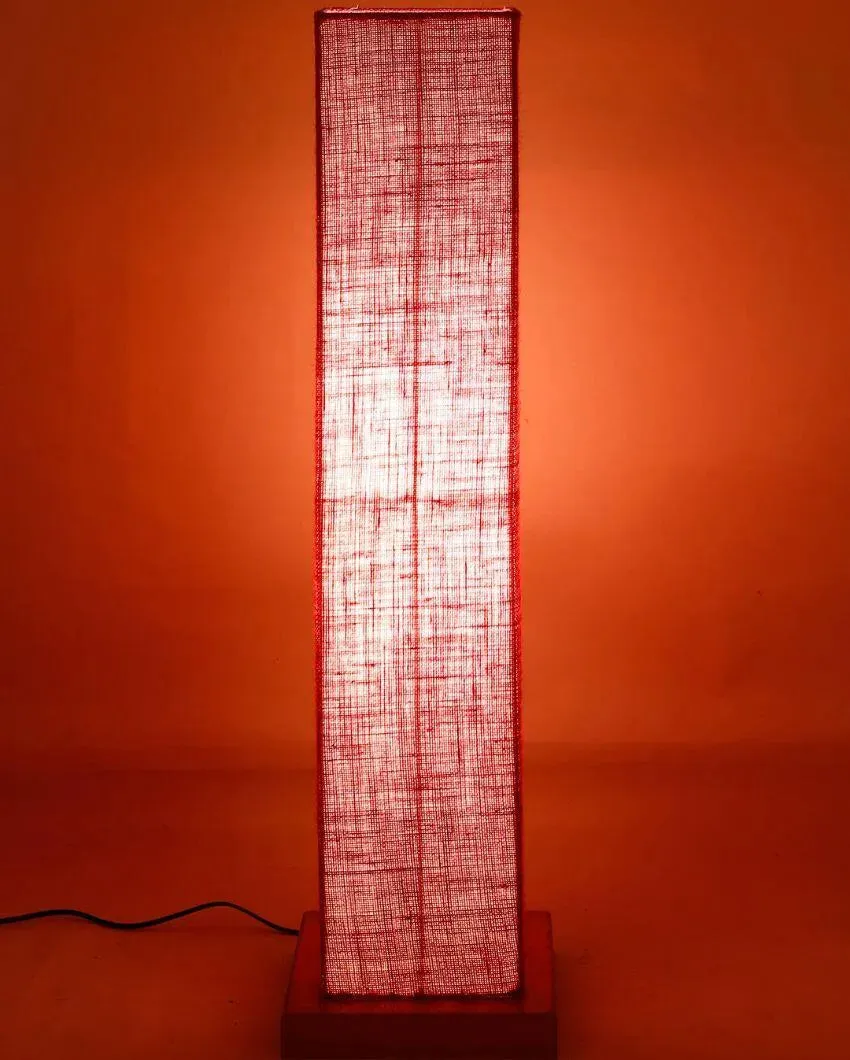 Solid Colorful Jute Square Shade Floor Lamp With Wood Base | 2.8 Feet