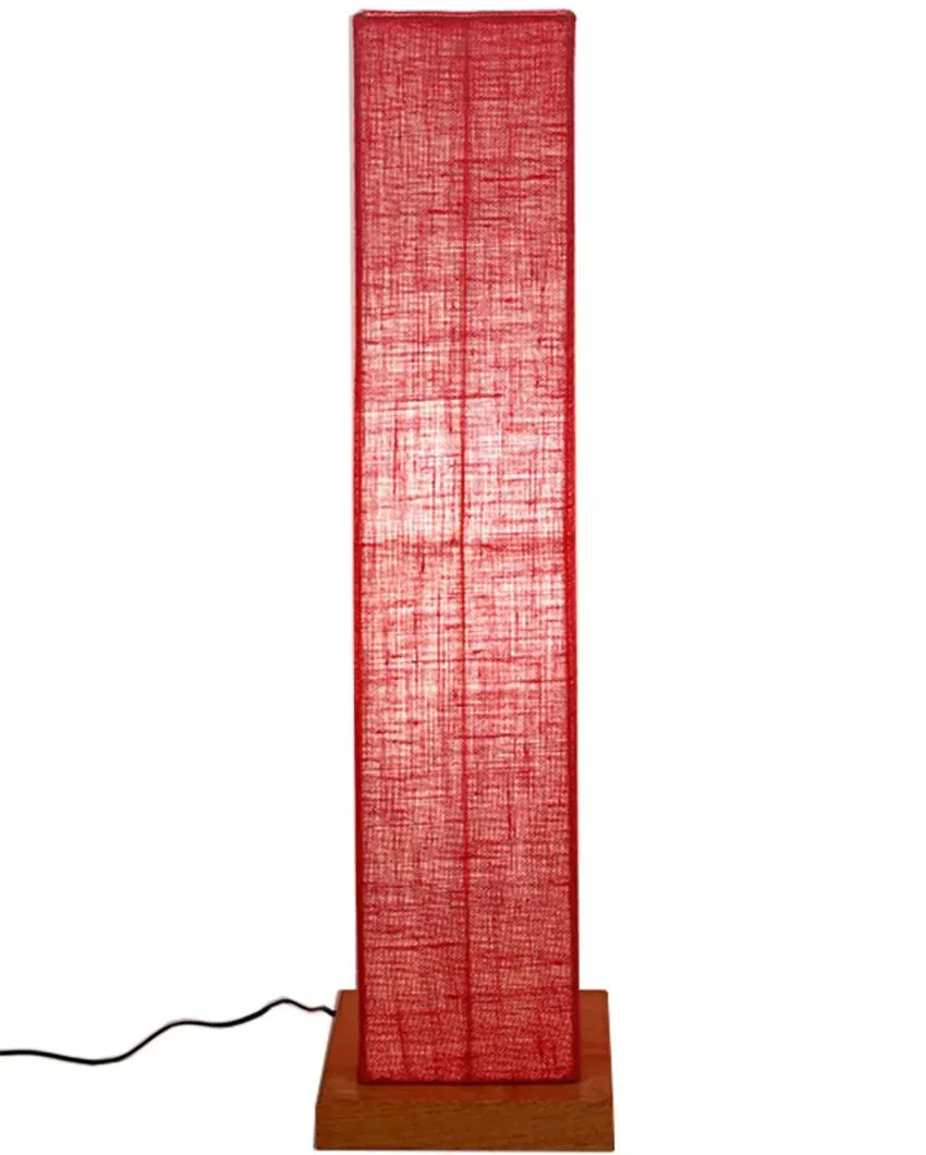 Solid Colorful Jute Square Shade Floor Lamp With Wood Base | 2.8 Feet