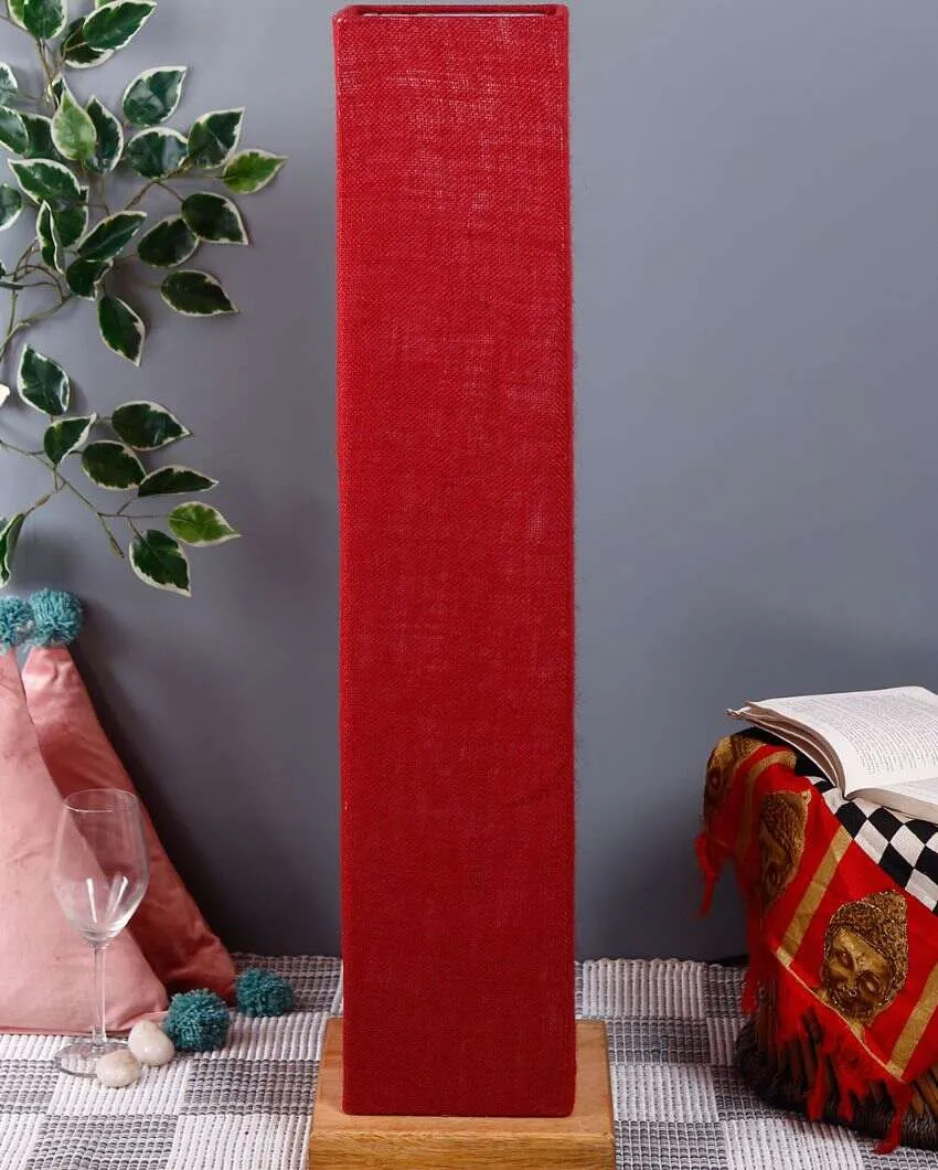 Solid Colorful Jute Square Shade Floor Lamp With Wood Base | 2.8 Feet